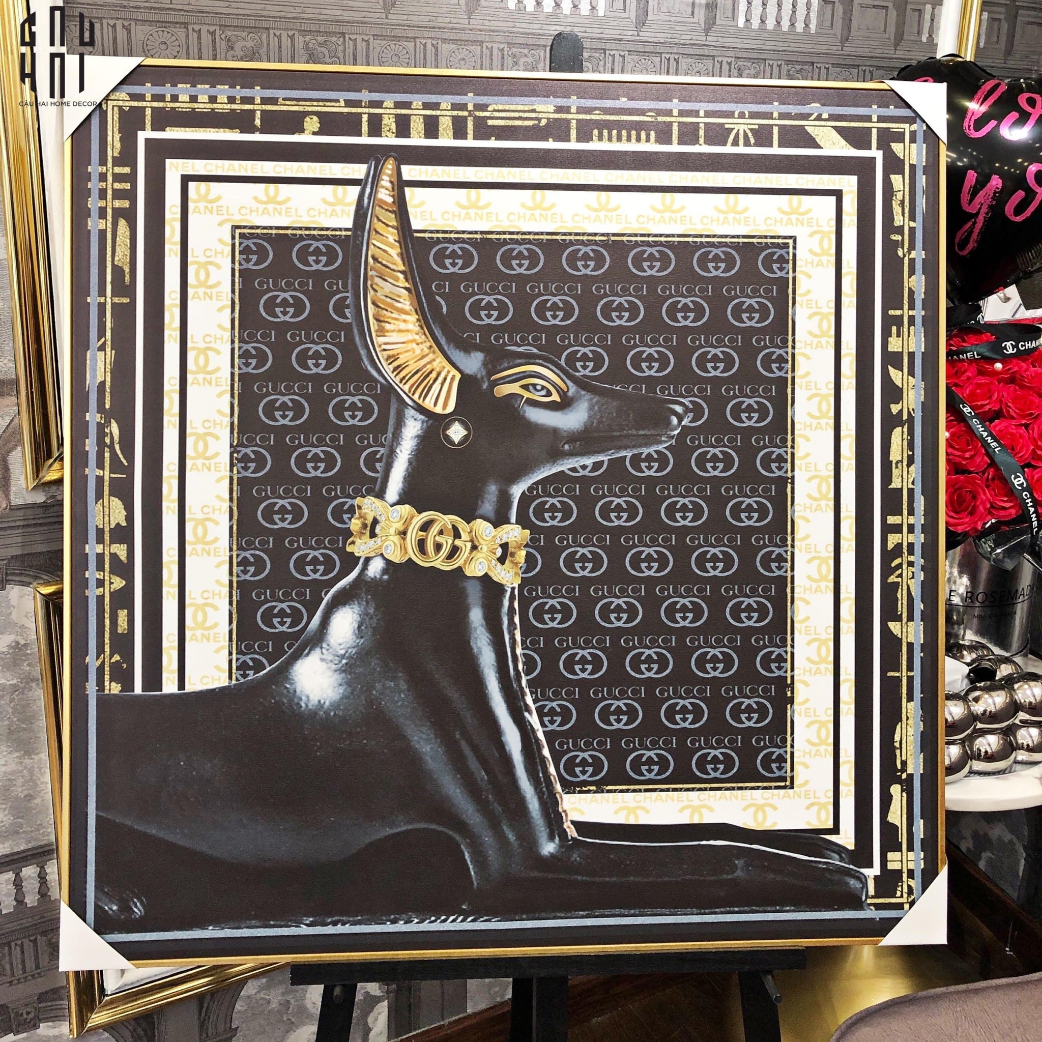 TRANH CANVAS DARK SPHINX LAYING 90X90CM - KHUNG MỎNG-CẬU HAI HOME DECOR