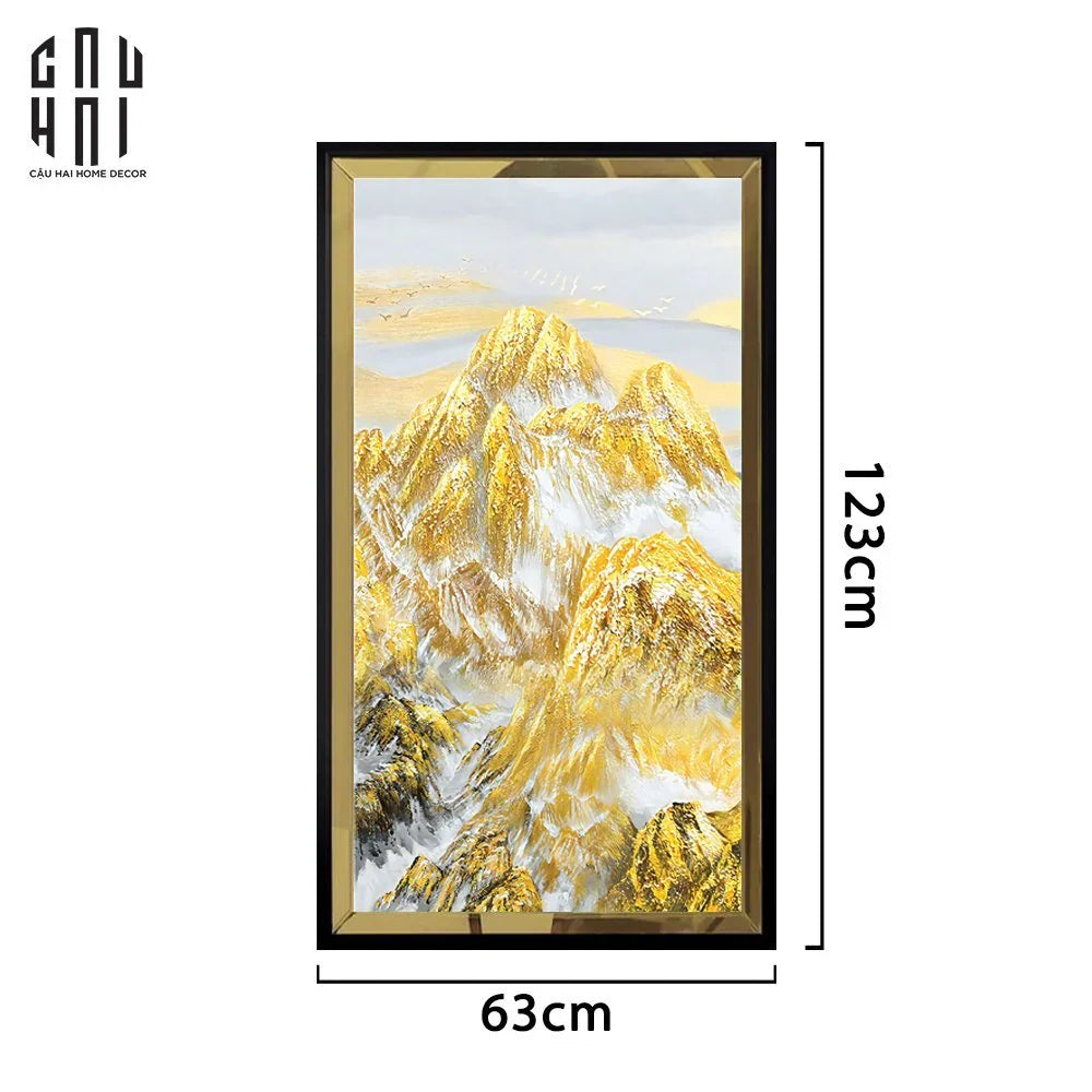 TRANH CANVAS NÚI NON HÙNG VĨ - VIỀN GỖ CÓ KÍNH- GORGEOUS MOUNTAINS 60X120CM-CẬU HAI HOME DECOR