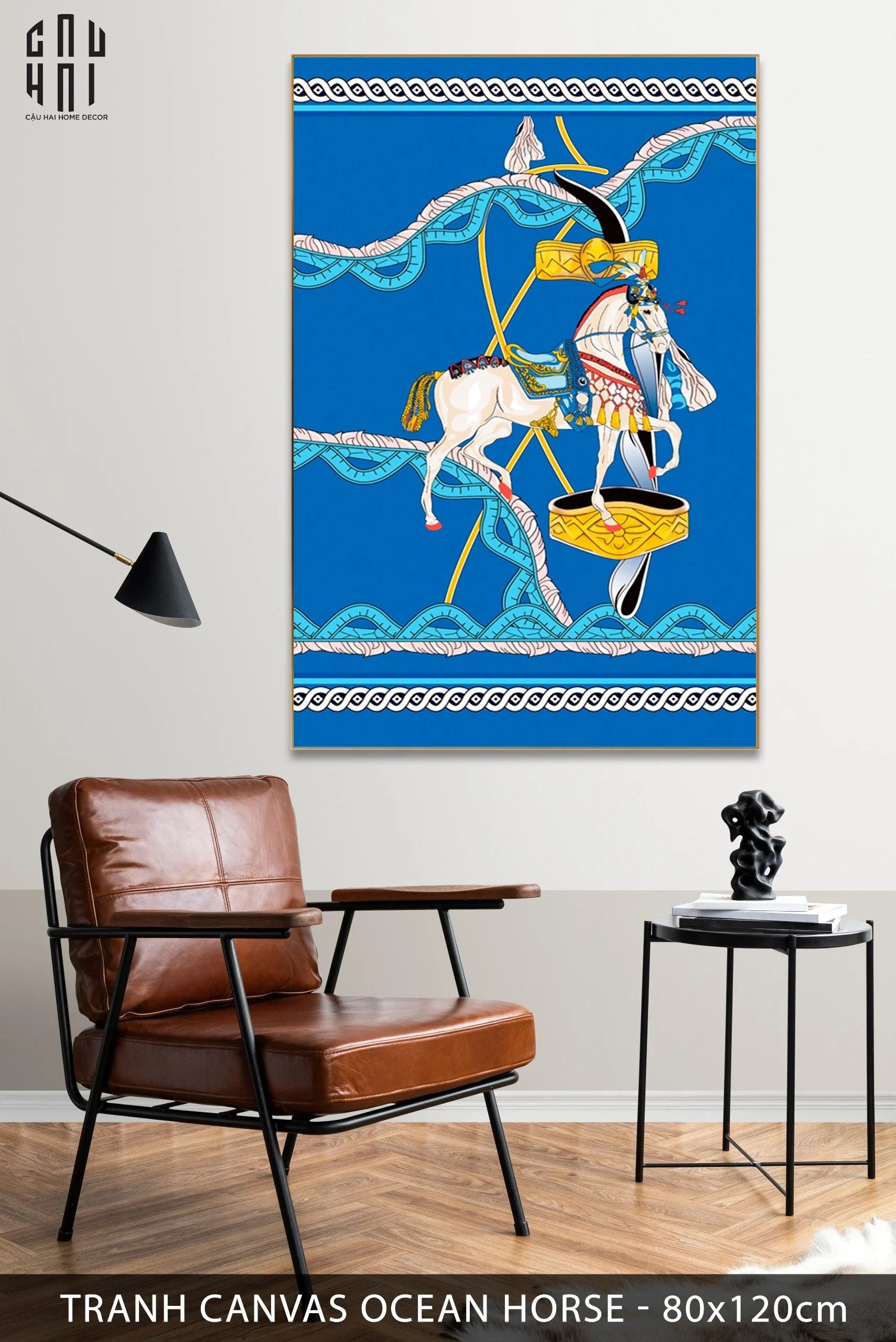 TRANH CANVAS OCEAN HORSE 80X120CM-CẬU HAI HOME DECOR