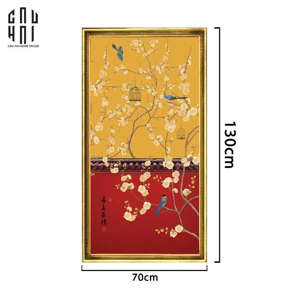 TRANH CANVAS SPRING CANARI 70X130CM - KHUNG CỔ ĐIỂN-CẬU HAI HOME DECOR