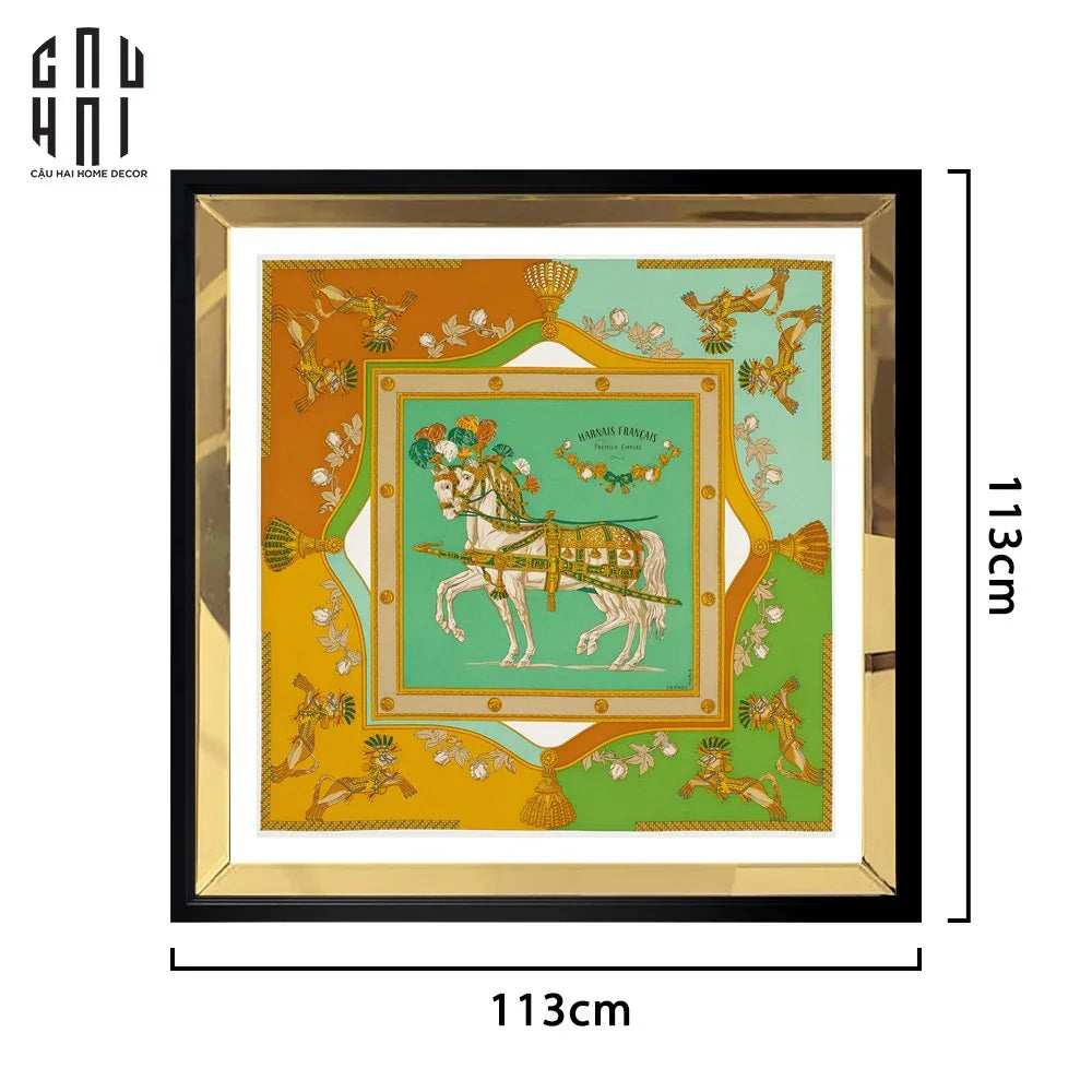 TRANH CANVAS TWIN COURSIER 1M1X1M1 CM - VIỀN GỖ CÓ KÍNH-CẬU HAI HOME DECOR