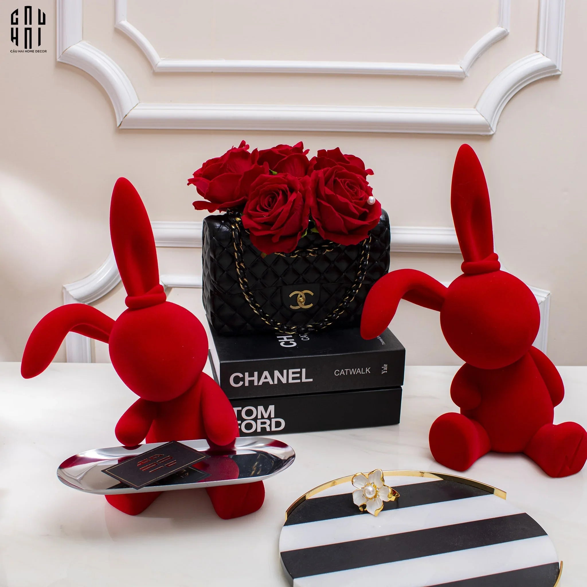 TƯỢNG THỎ RED VELVET HOMMIE LAPIN H30-CẬU HAI HOME DECOR
