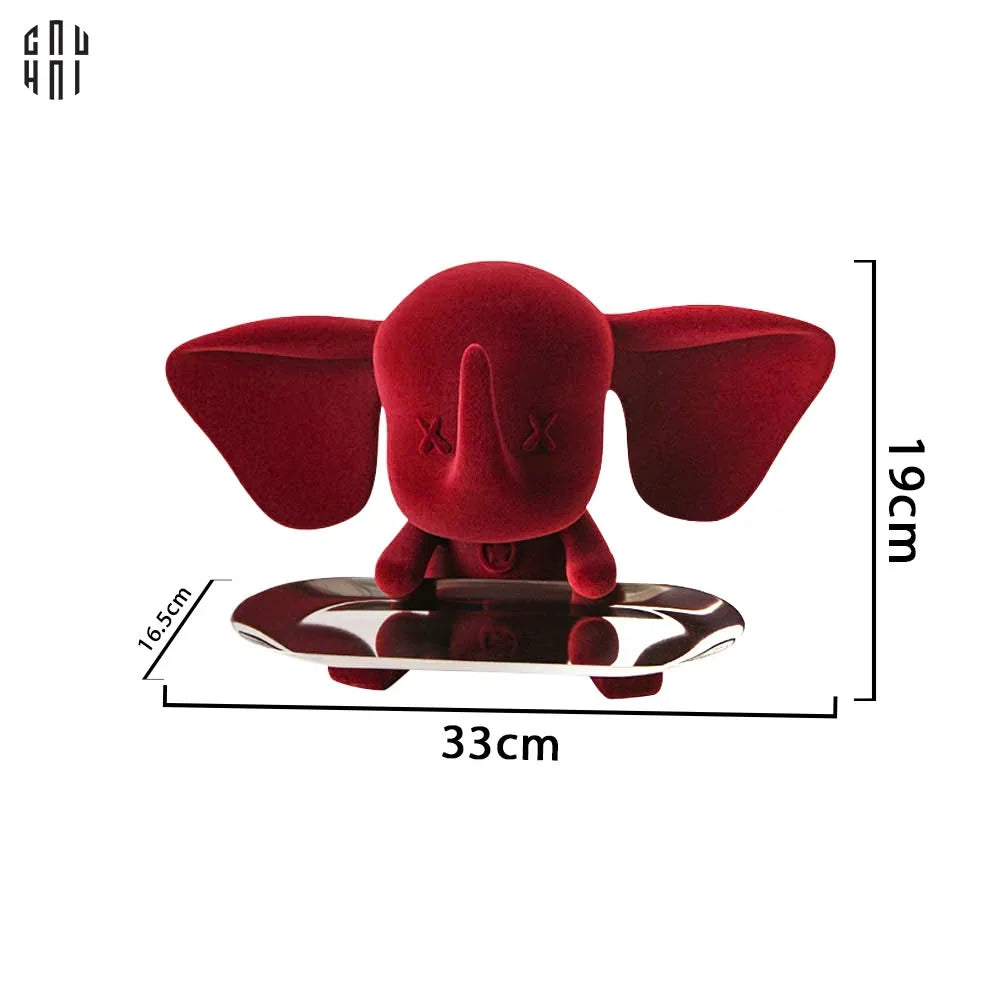 TƯỢNG TRANG TRÍ CERAMIC RED VELVET ELEPHANT-CẬU HAI HOME DECOR