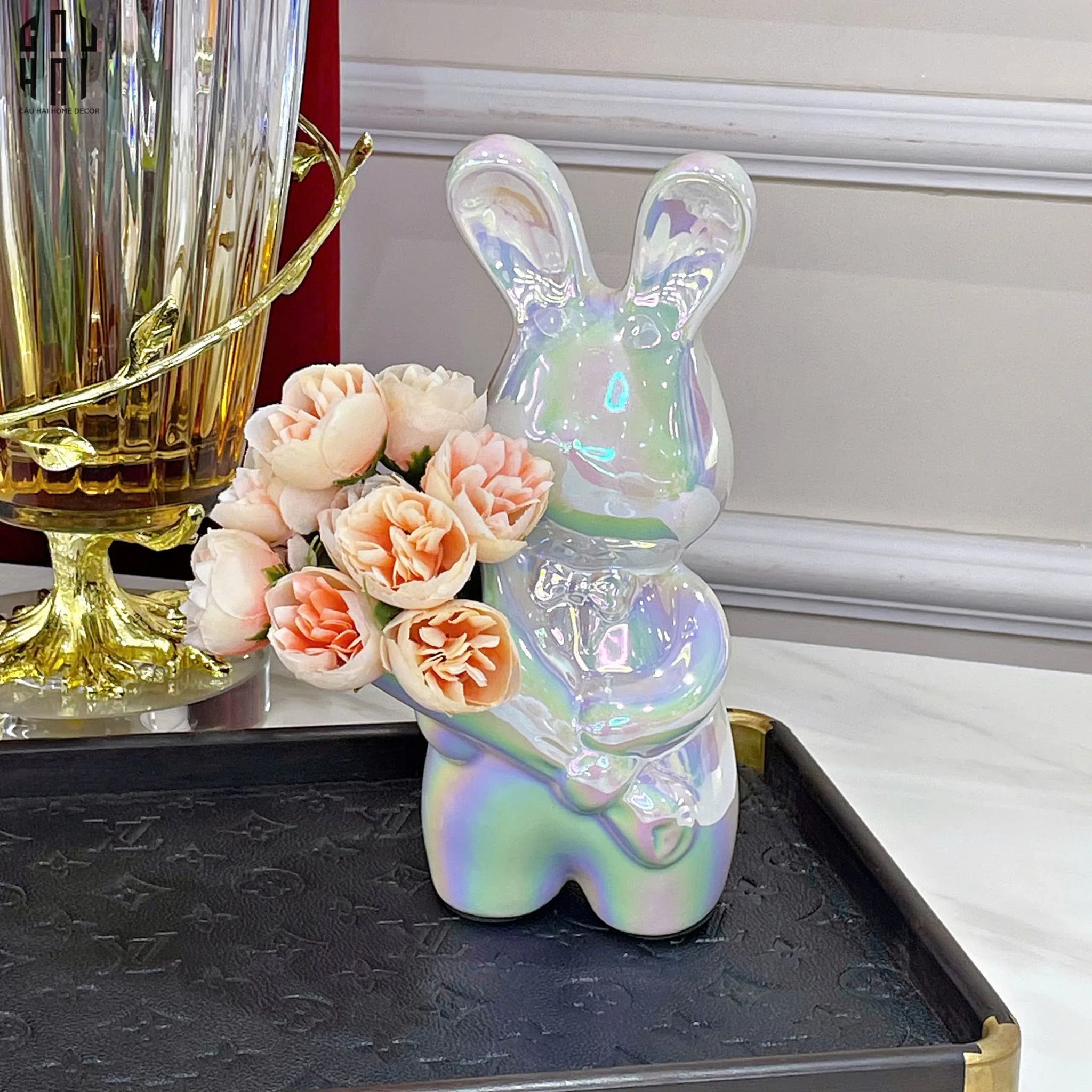 TƯỢNG TRANG TRÍ CERAMIC ROMANTIC BUNNY-CẬU HAI HOME DECOR