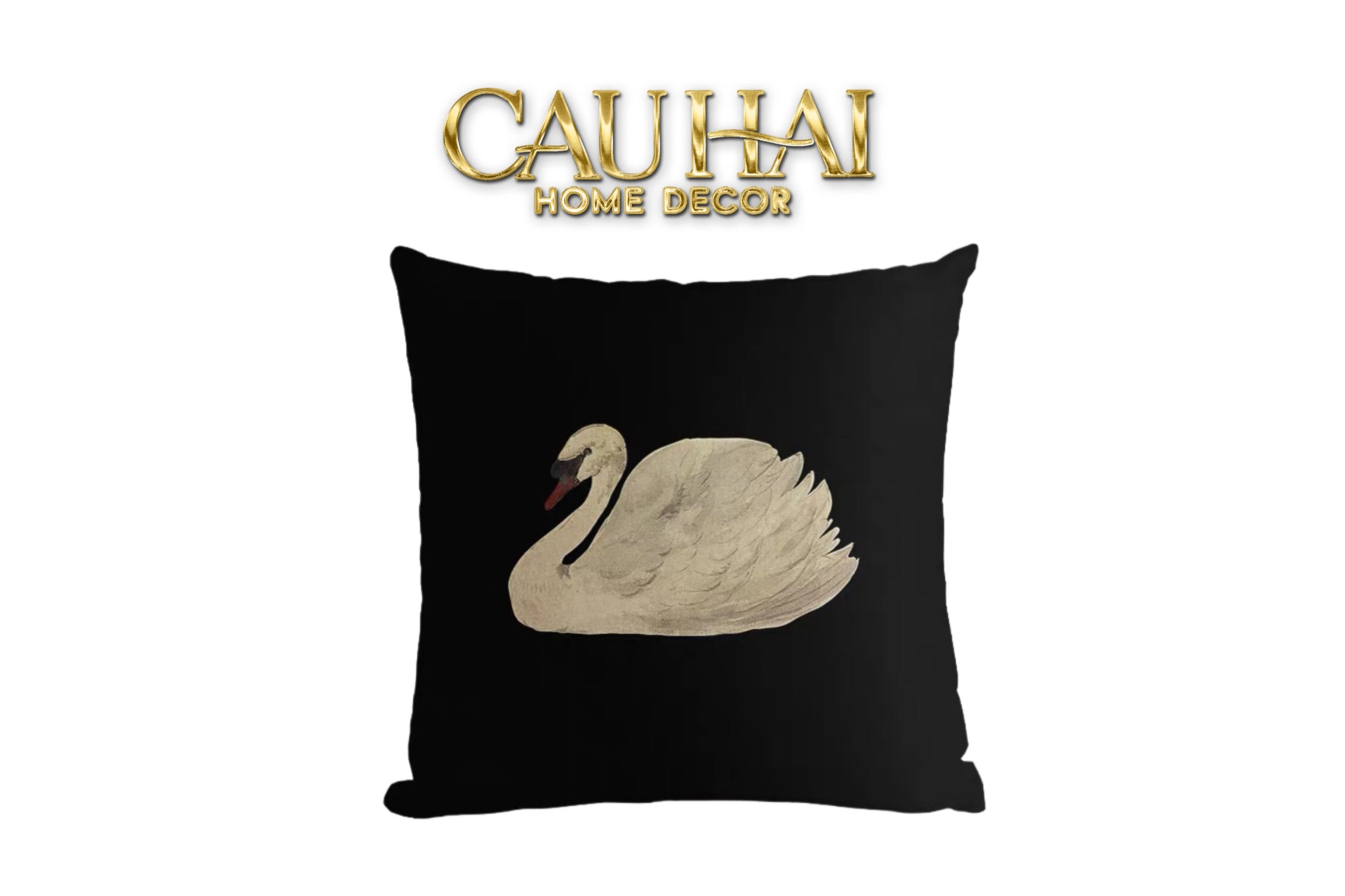 VỎ GỐI CANVAS FIBER SAVOIR SWAN 45-1- Cậu Hai Home Decor
