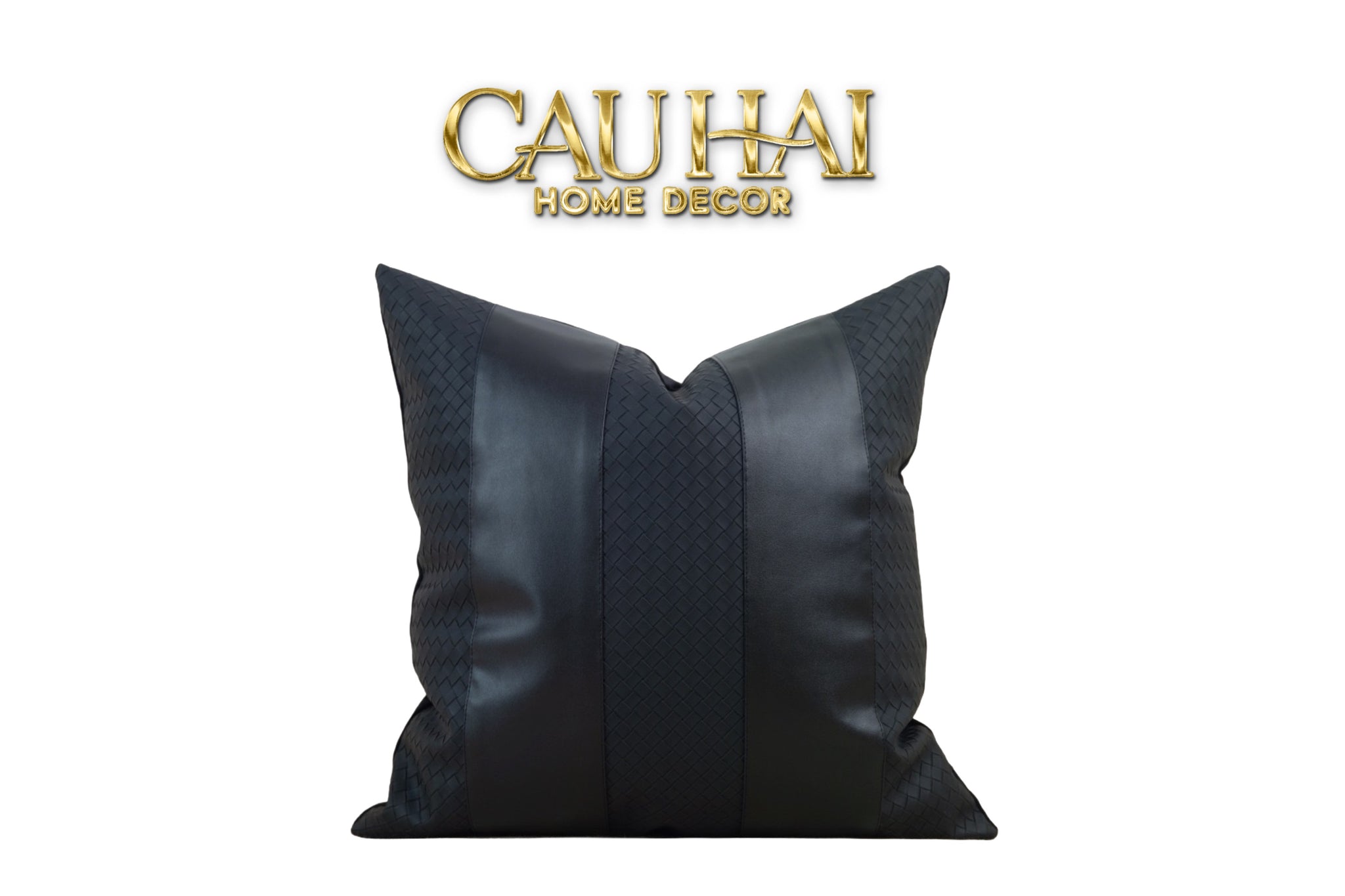 VỎ GỐI DA DARKNIGHT INTRECCIATO 45-1- Cậu Hai Home Decor