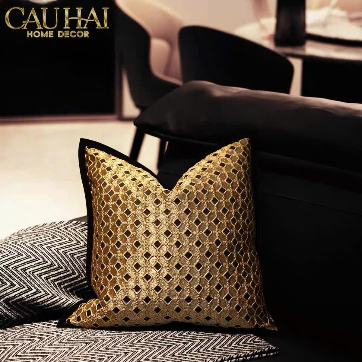 VỎ GỐI JACQUARD D’OR LATTICE 50-2- Cậu Hai Home Decor