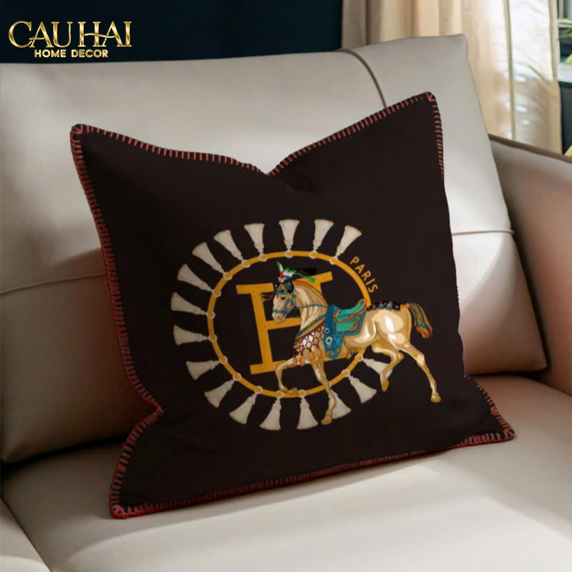 VỎ GỐI NHUNG SIGNATURE REGAL SAVOIR 45-2- Cậu Hai Home Decor