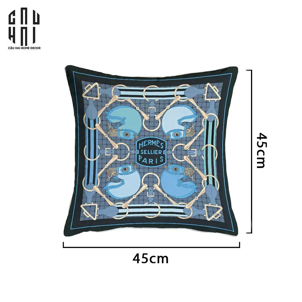 VỎ GỐI SOFA NHUNG TATERSALE BLUE 45X45CM