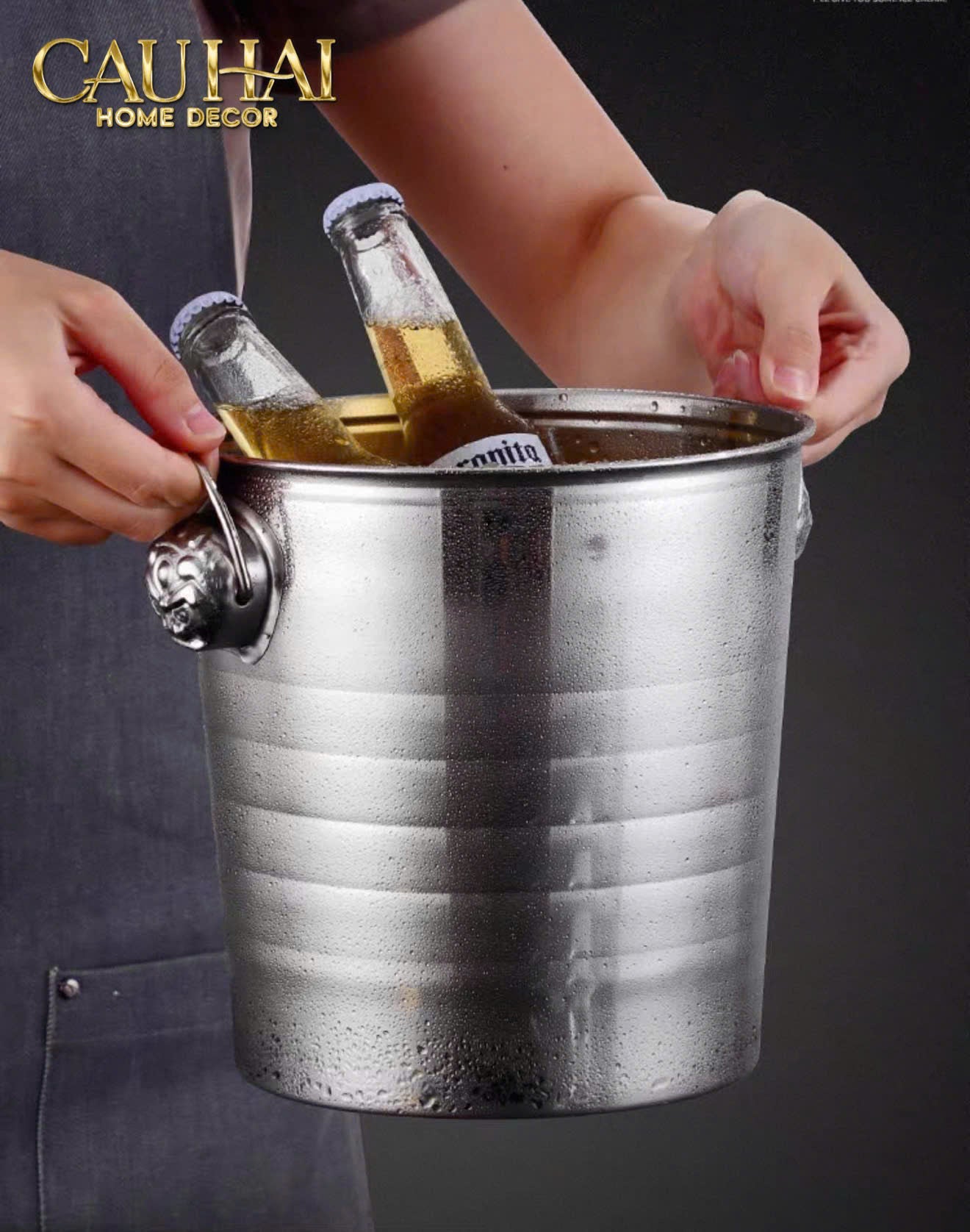 XÔ ĐÁ ROYAL BEAST SILVER ICE BUCKET-CẬU HAI HOME DECOR