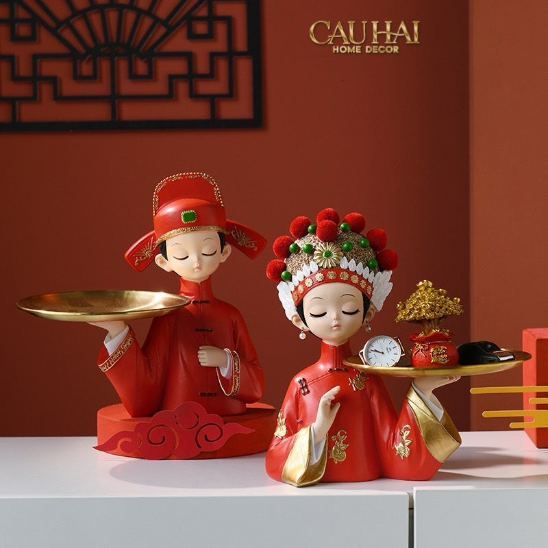 SET 2 TƯỢNG "TÂN LANG TÂN NƯƠNG DYNASTY IMPERIAL WEDDING