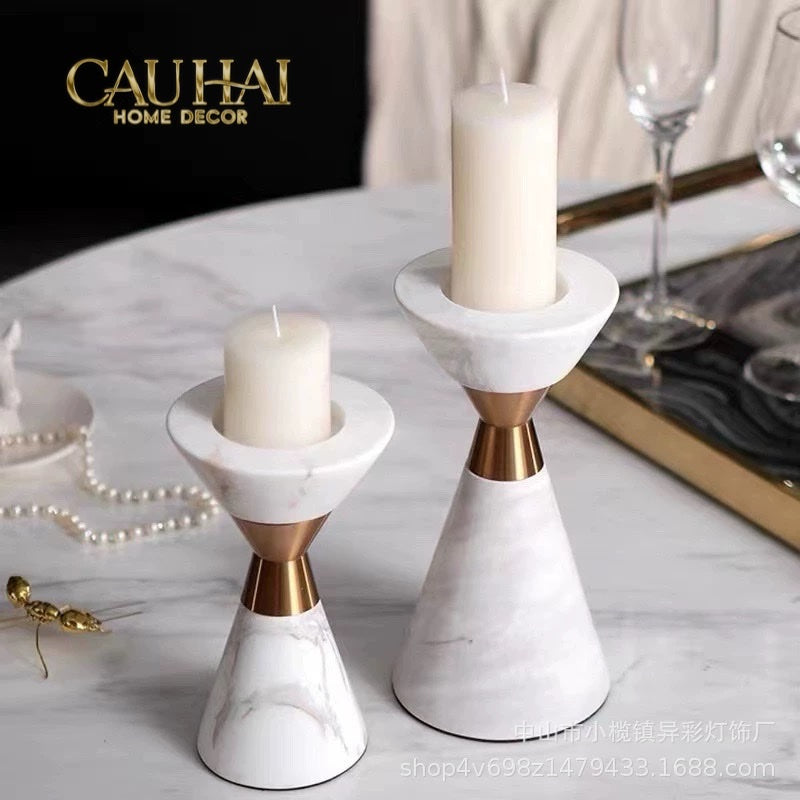 HOME COUTURE - ĐẾ NẾN ĐÁ MARBLE - IVORY MARBRE D’OR CANDLE HOLDER (tặng nến)