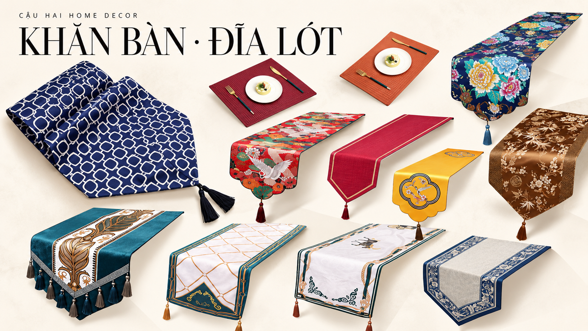 khăn bàn và tấm lót bàn ăn | Cậu Hai Home Decor