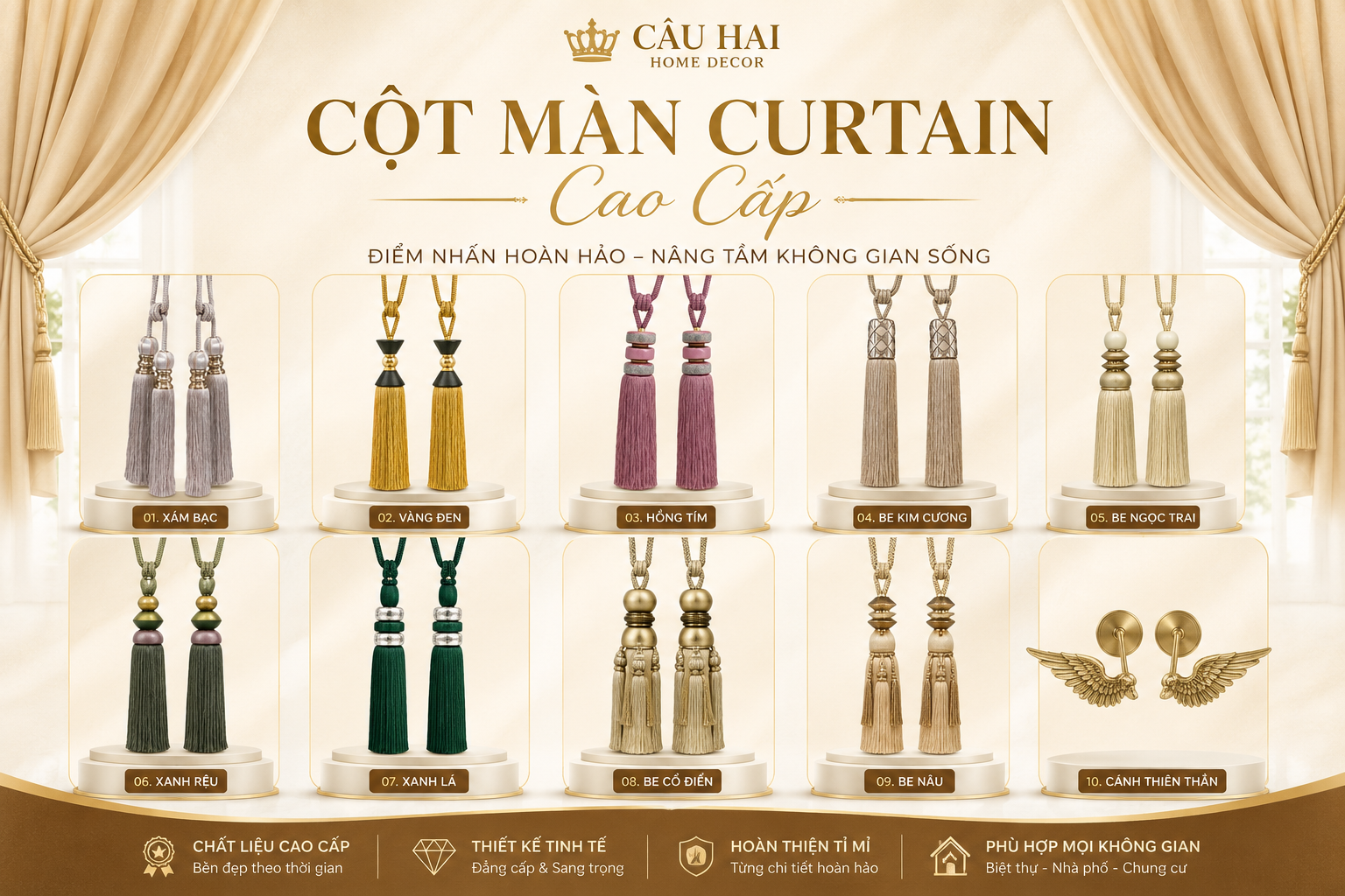 CỘT MÀN - CHĂN MỀN-CẬU HAI HOME DECOR
