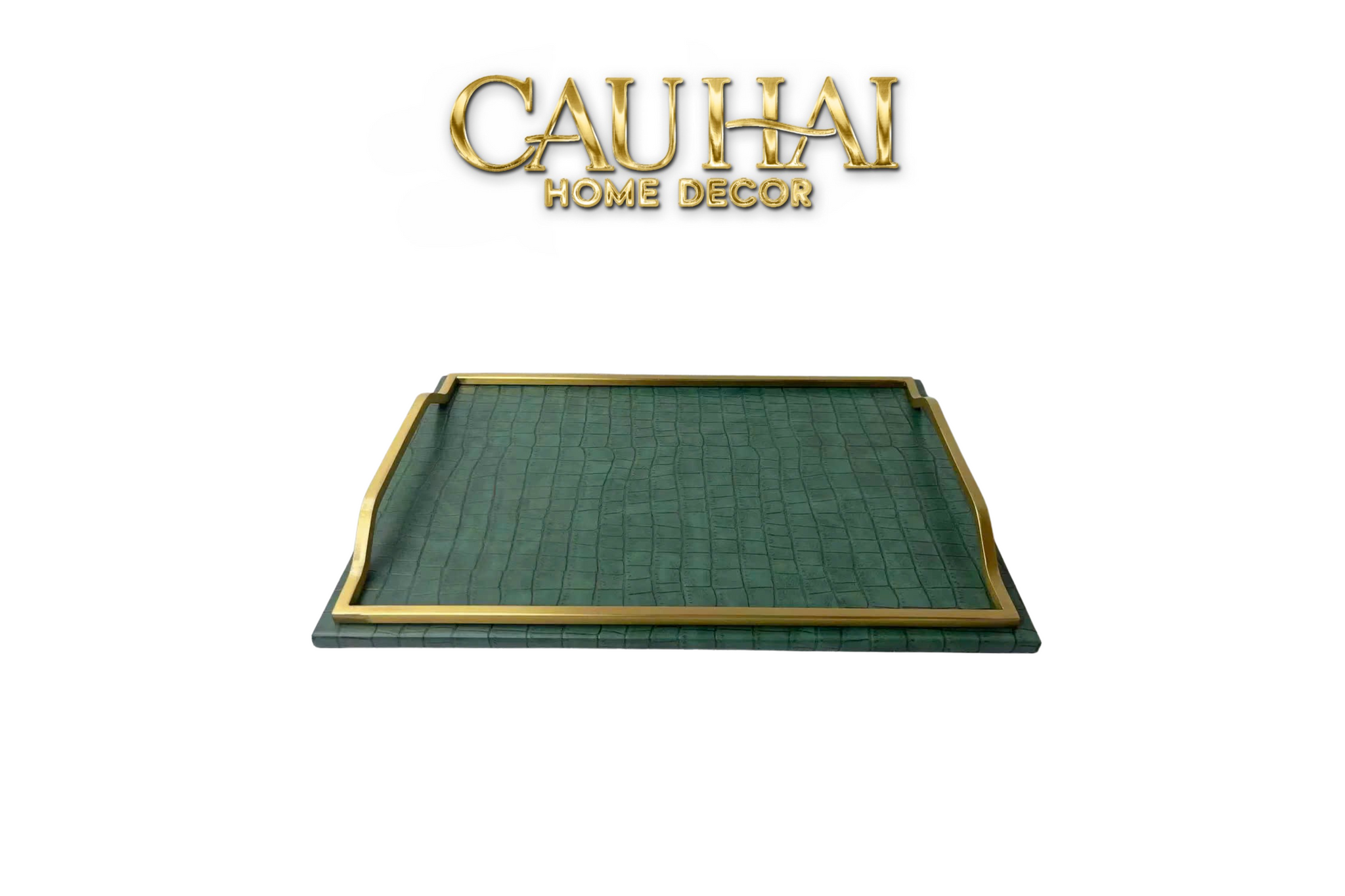 HOME COUTURE - KHAY DA ÉMERAUDE CUIR CROCO LEATHER TRAY