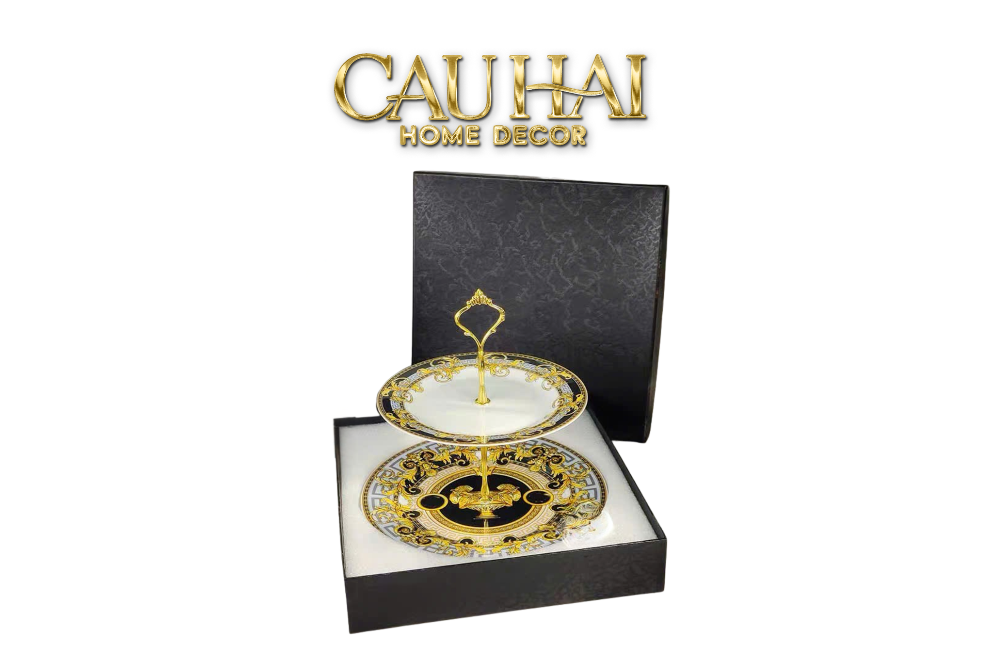 HOME COUTURE -  ĐĨA 2 TẦNG BLACK BAROQUE PRESTIGE GALA VER.S  ÉTAGÈRE