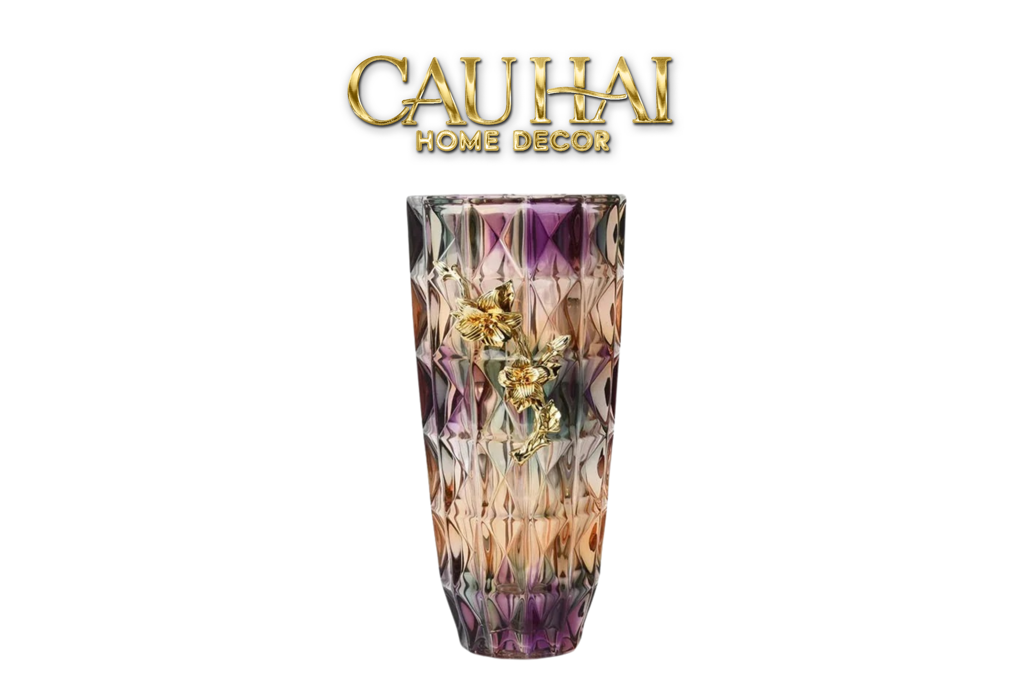 HOME COUTURE  - BÌNH HOA PHA LÊ BRASS VIOLET PLUM