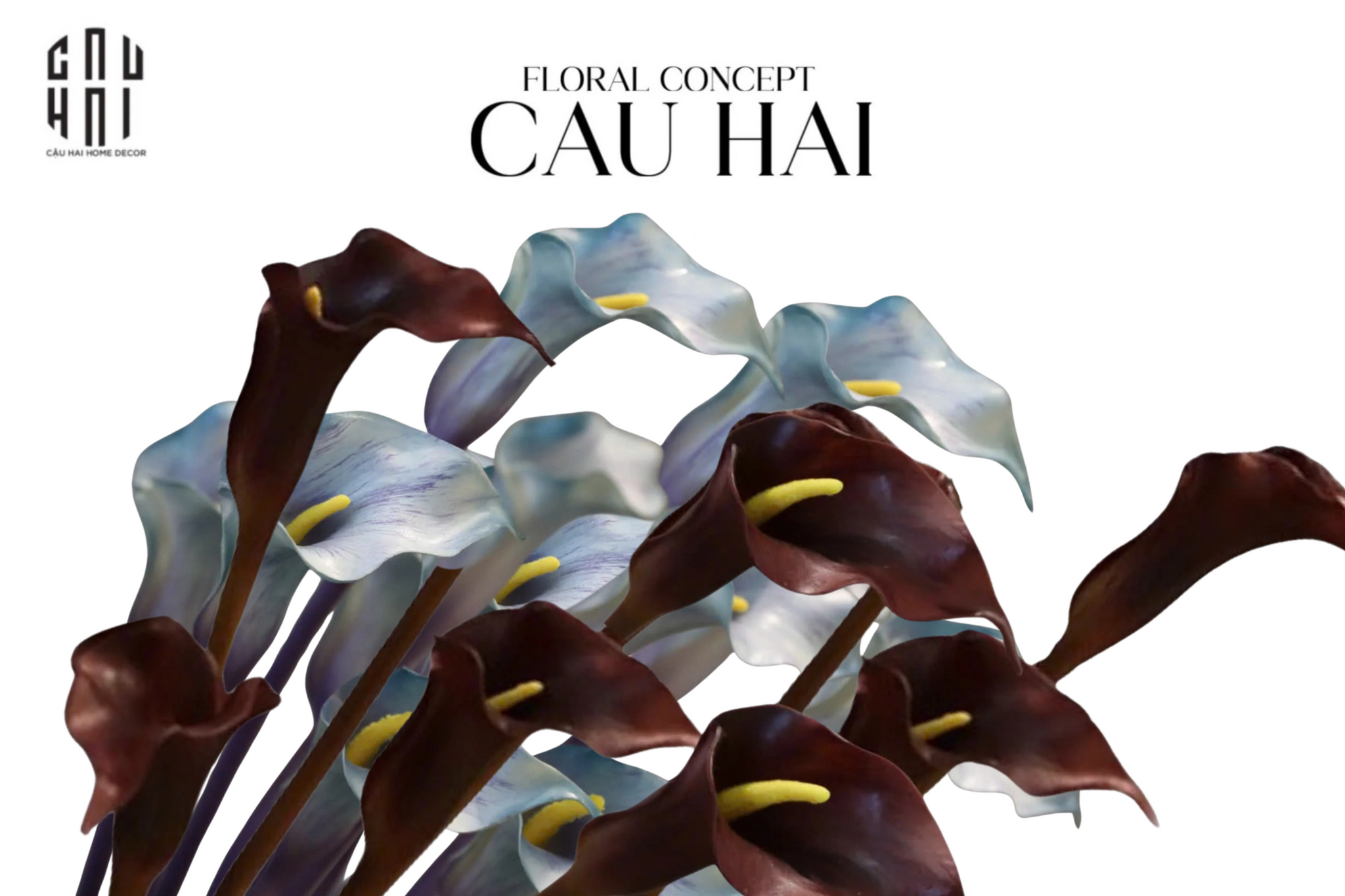 SET 2 CÀNH EVA CALLA LILY MOONSTONE BLUE / PLUM ROUGE 65CM-CẬU HAI HOME DECOR