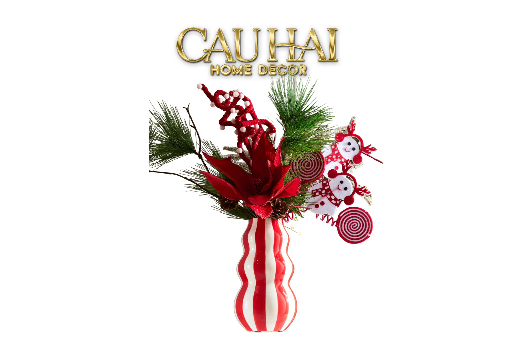 SET BÌNH HOA GRANDE CHERRY CANDY CANE - CẬU HAI HOME DECOR