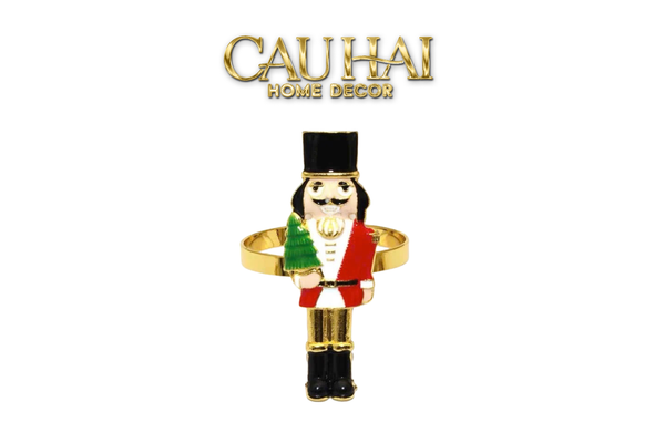 FÊTES COUTURE -  VÒNG KHĂN ĂN - NAPKIN RING NUTCRACKER MISTLETOE
