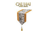 KHĂN TRẢI BÀN SATIN CHAÎNE GRIS MARIGOLD EDGE TABLE RUNNER 30x260 - CẬU HAI HOME DECOR