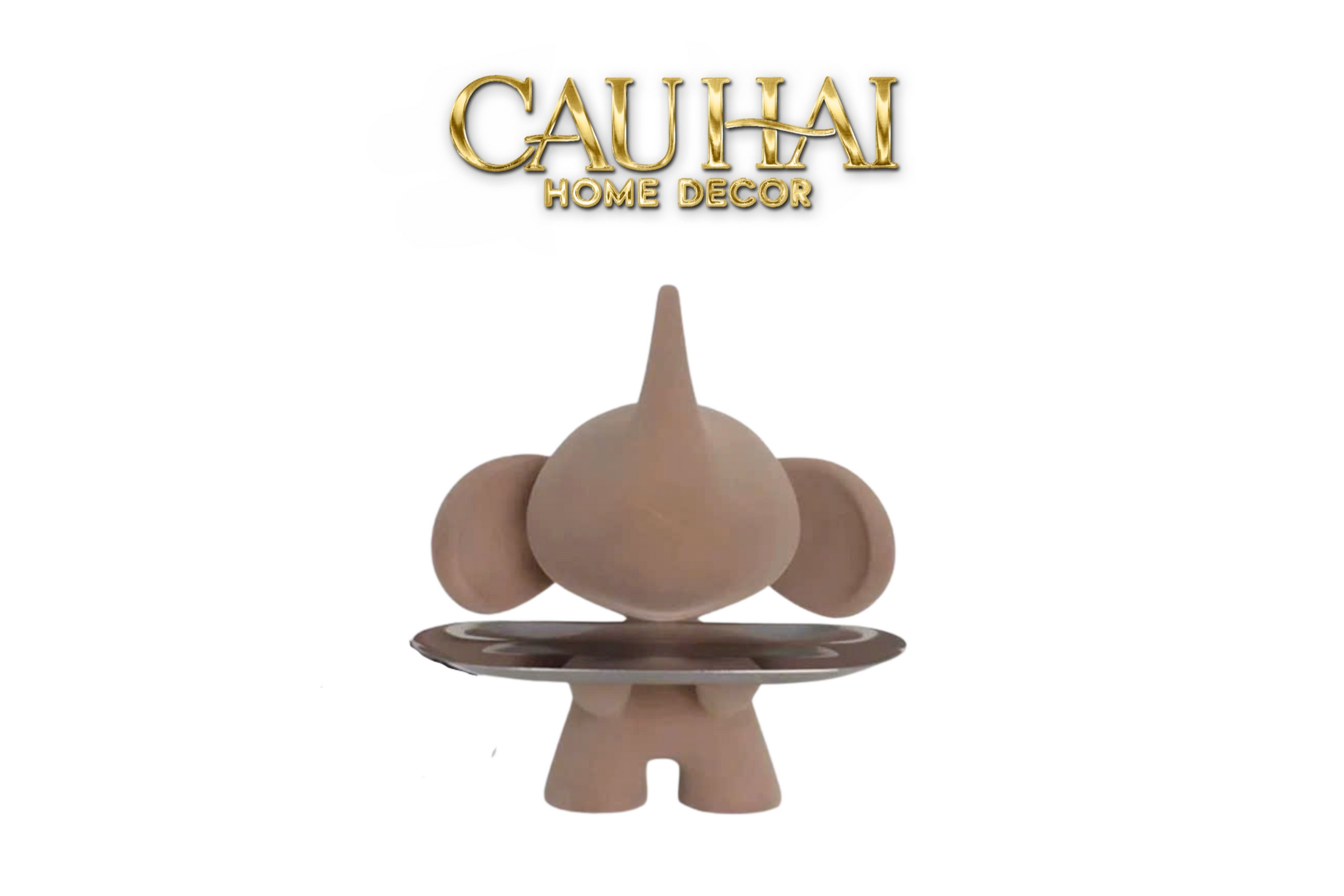 TƯỢNG VOI BEIGE VELVET TOFFEE - NOVA ELEPHAS H27-CẬU HAI HOME DECOR