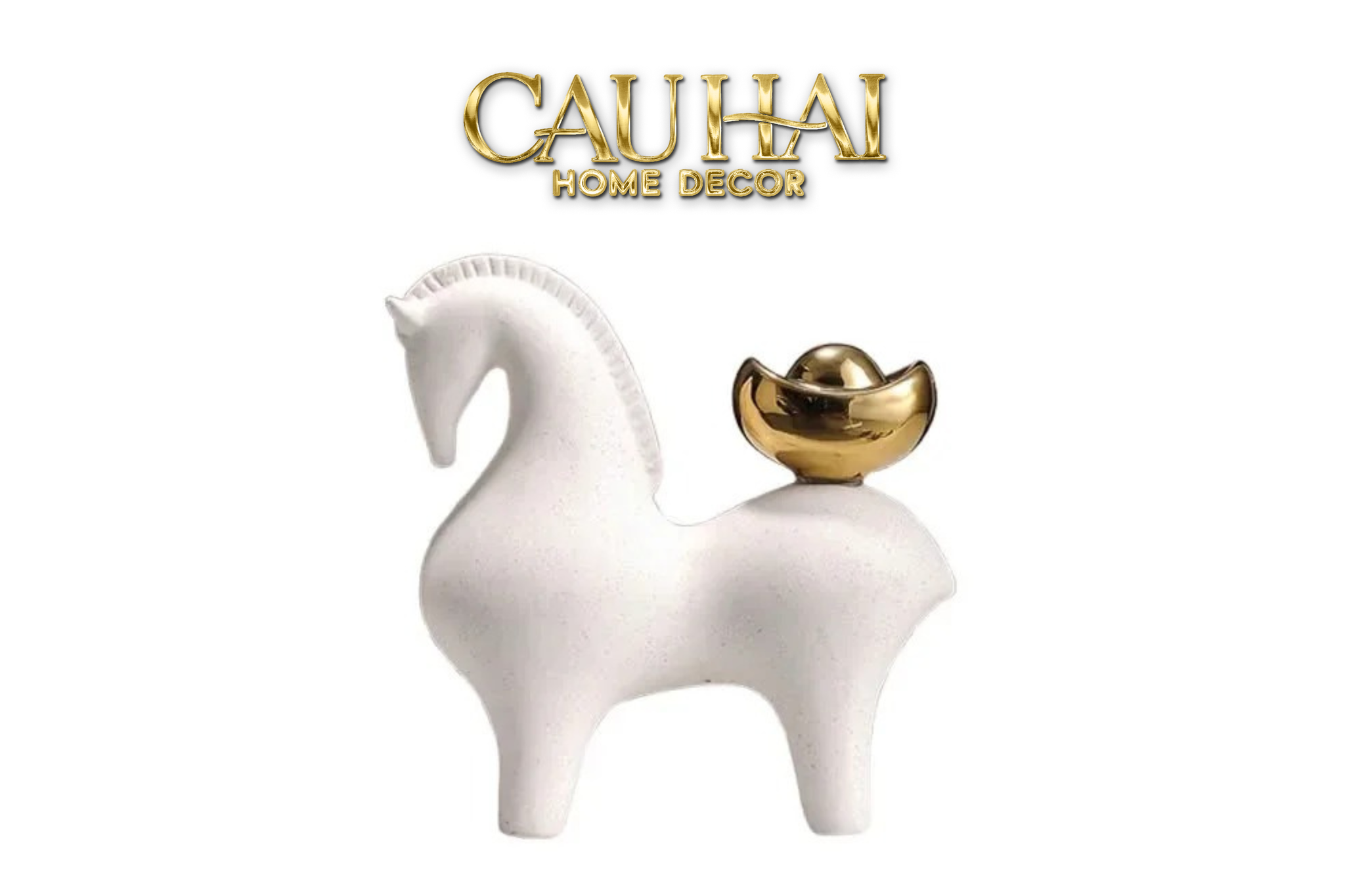 Tết Couture - Tượng Ngựa -  "Kim Mã Bạch Ngọc" - Pierre De Jade Blanche