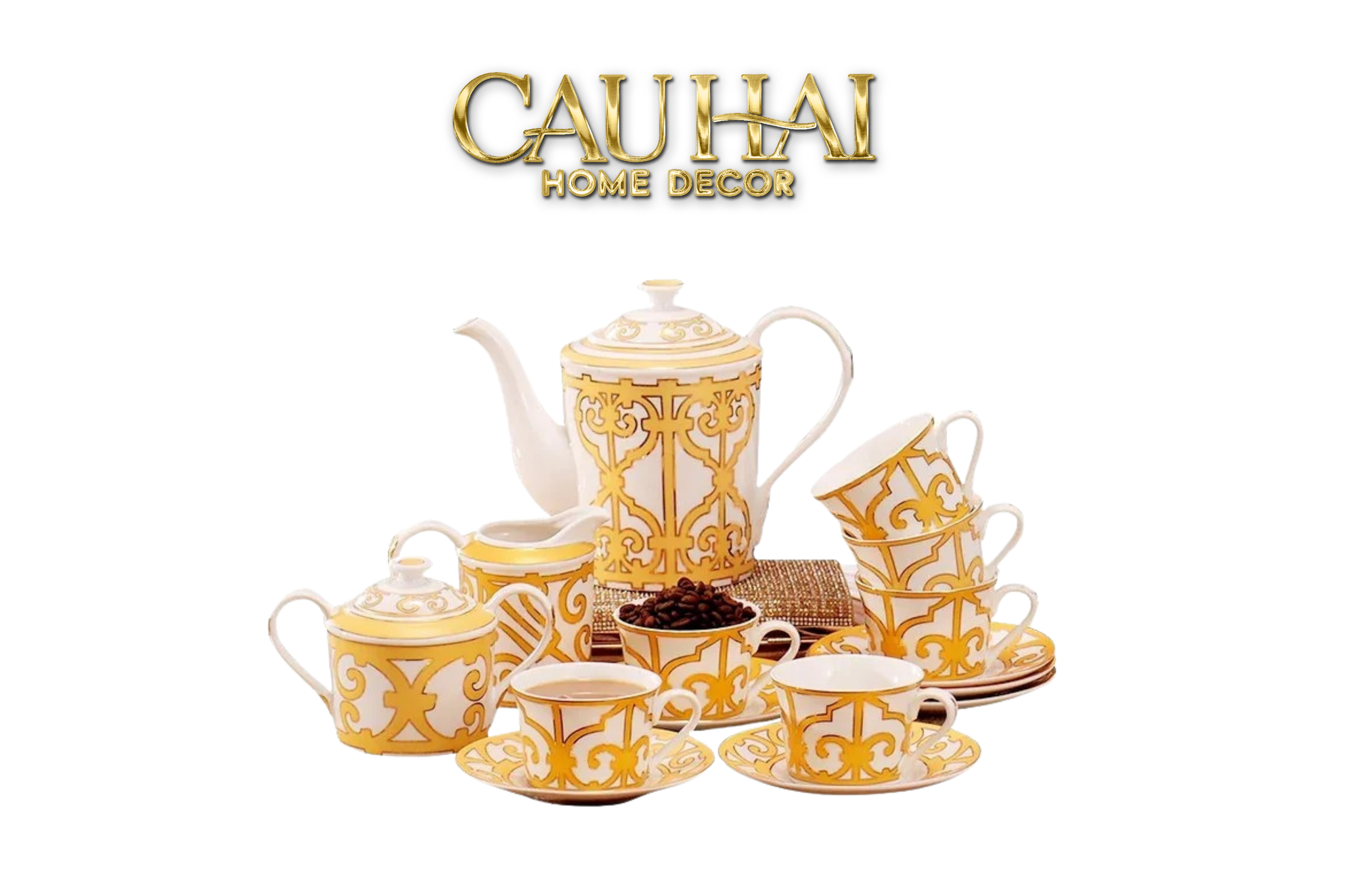 HOME COUTURE - SET BÌNH TRÀ  ELITE LUXURY 21PCS - LEATHER BOX