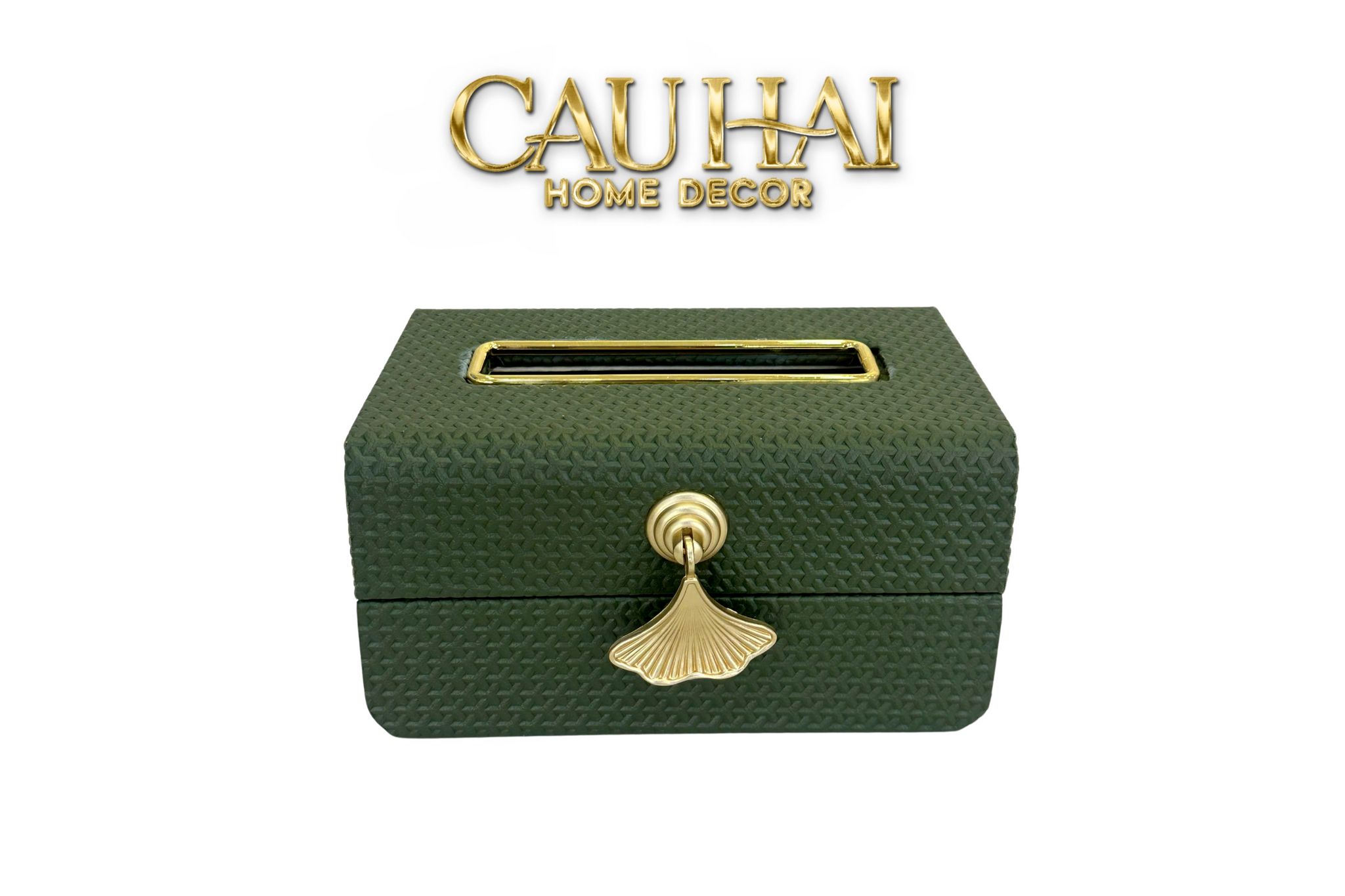 HỘP KHĂN GIẤY DA PHTHALO GREEN-CẬU HAI HOME DECOR
