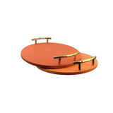 Khay Da Tròn Eclipse Tangerine Luxe Leather Tray D35x5.5