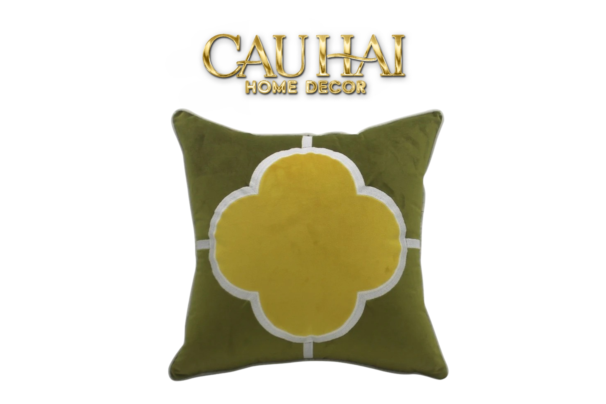VỎ GỐI NHUNG OLIVE QUATREFOIL 45