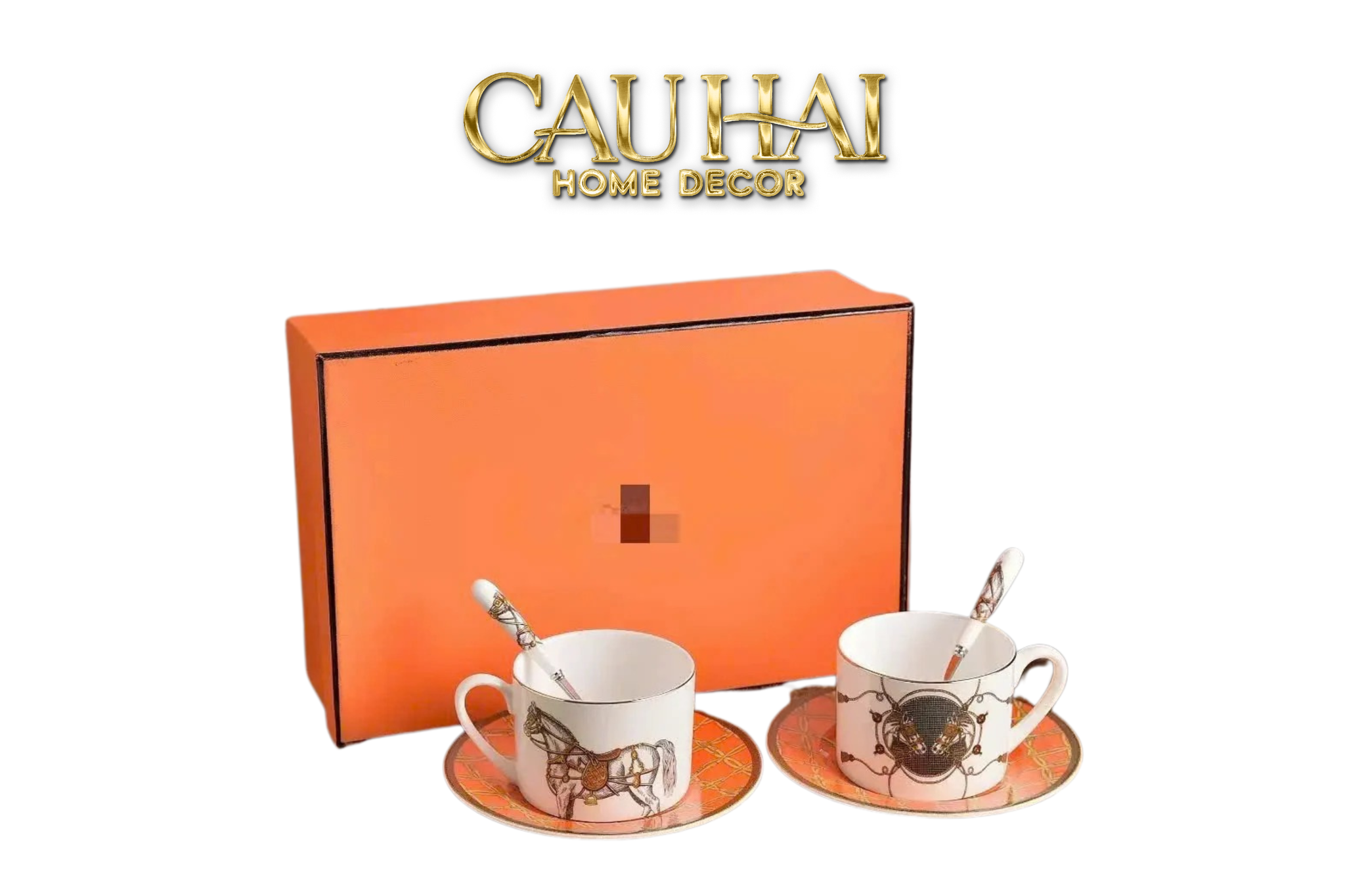 Maison Couture - Set 2 Tách  La Selle Royale Tea Set Orange Harnais 6pcs