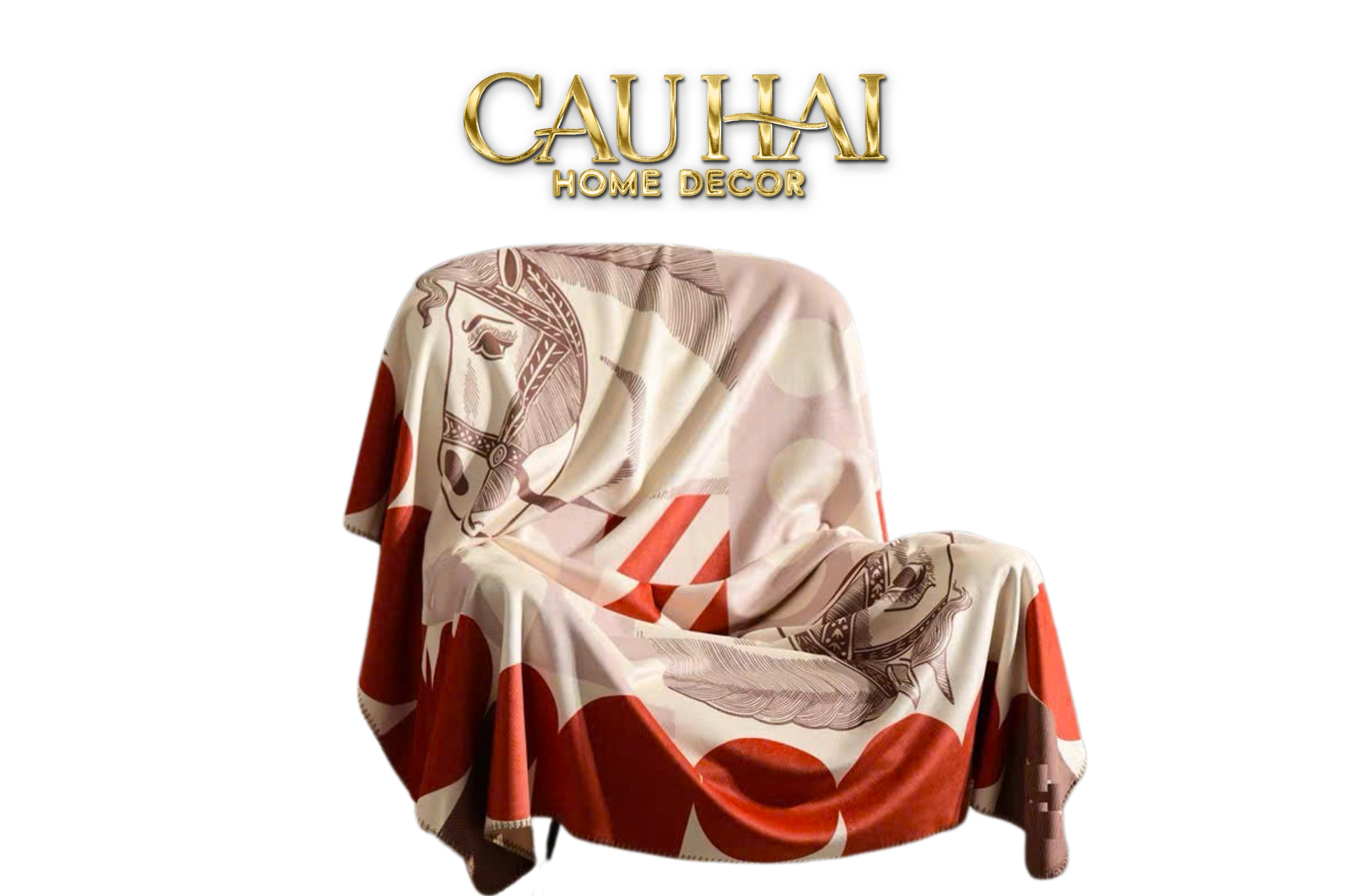 Chăn Sofa Rouge Étrusque Velour  Équestre Médaillon  Velvet Blanket 150