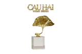 CRYSTAL BRASSON GINKGO LEAF STATUE H25