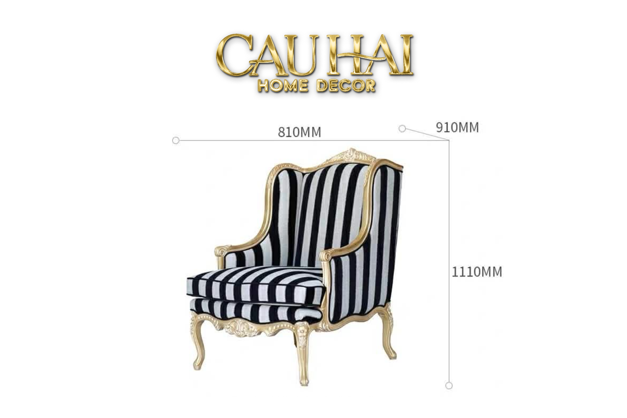 Maison Couture - Ghế Bành Fauteuil Louis XVI Medallion Rayé Bois Doré