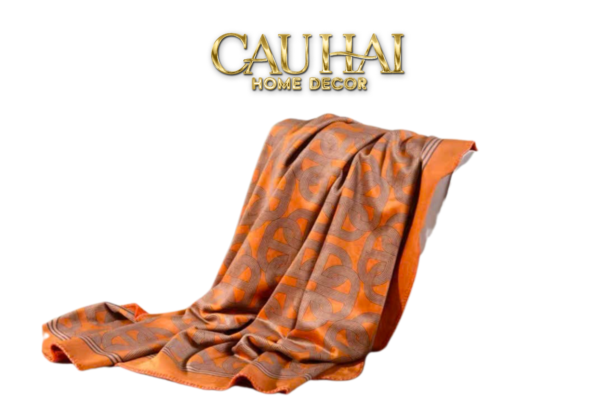Chăn Sofa Orange Fauve Velour Gris Acier Patiné Étain  Velvet Blanket  150