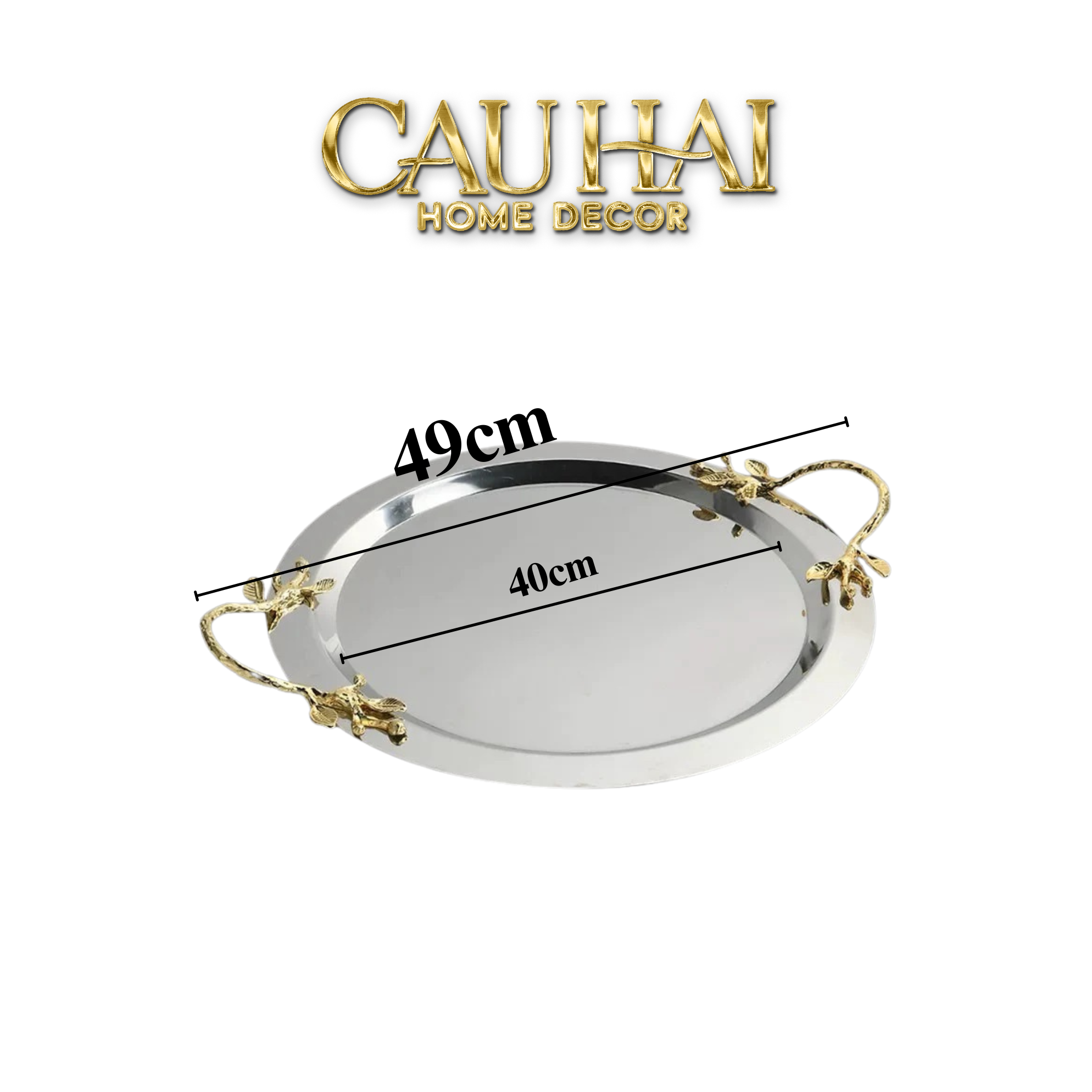 HOME COUTURE - MISTLETOE PLATINUM TRAY D49-CẬU HAI HOME DECOR