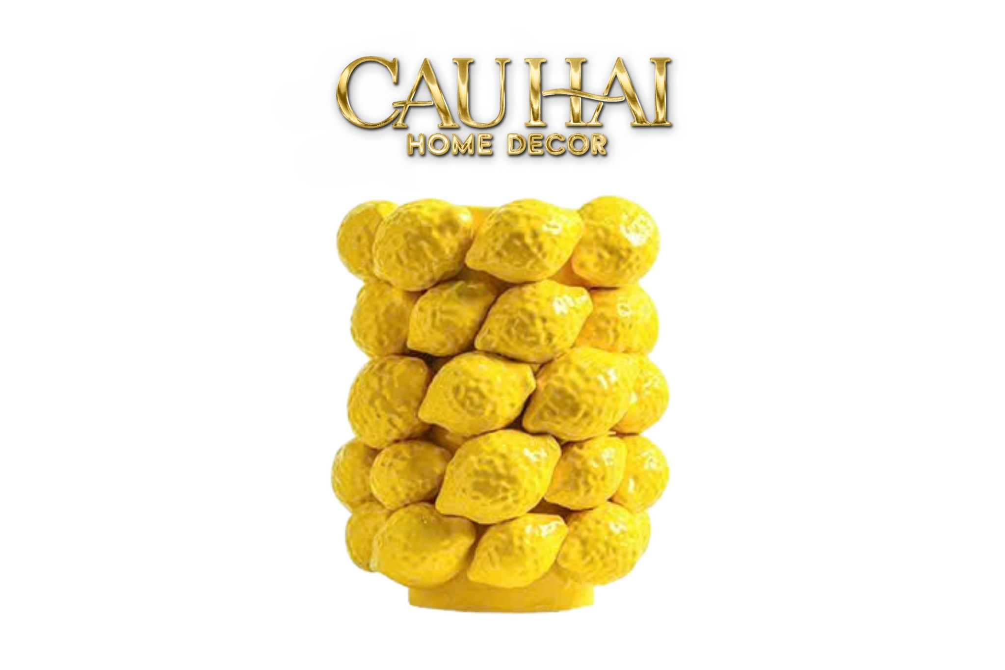 HOME COUTURE - BÌNH HOA CERAMIC CITRON - ÉCLAT JAUNE H25-CẬU HAI HOME DECOR