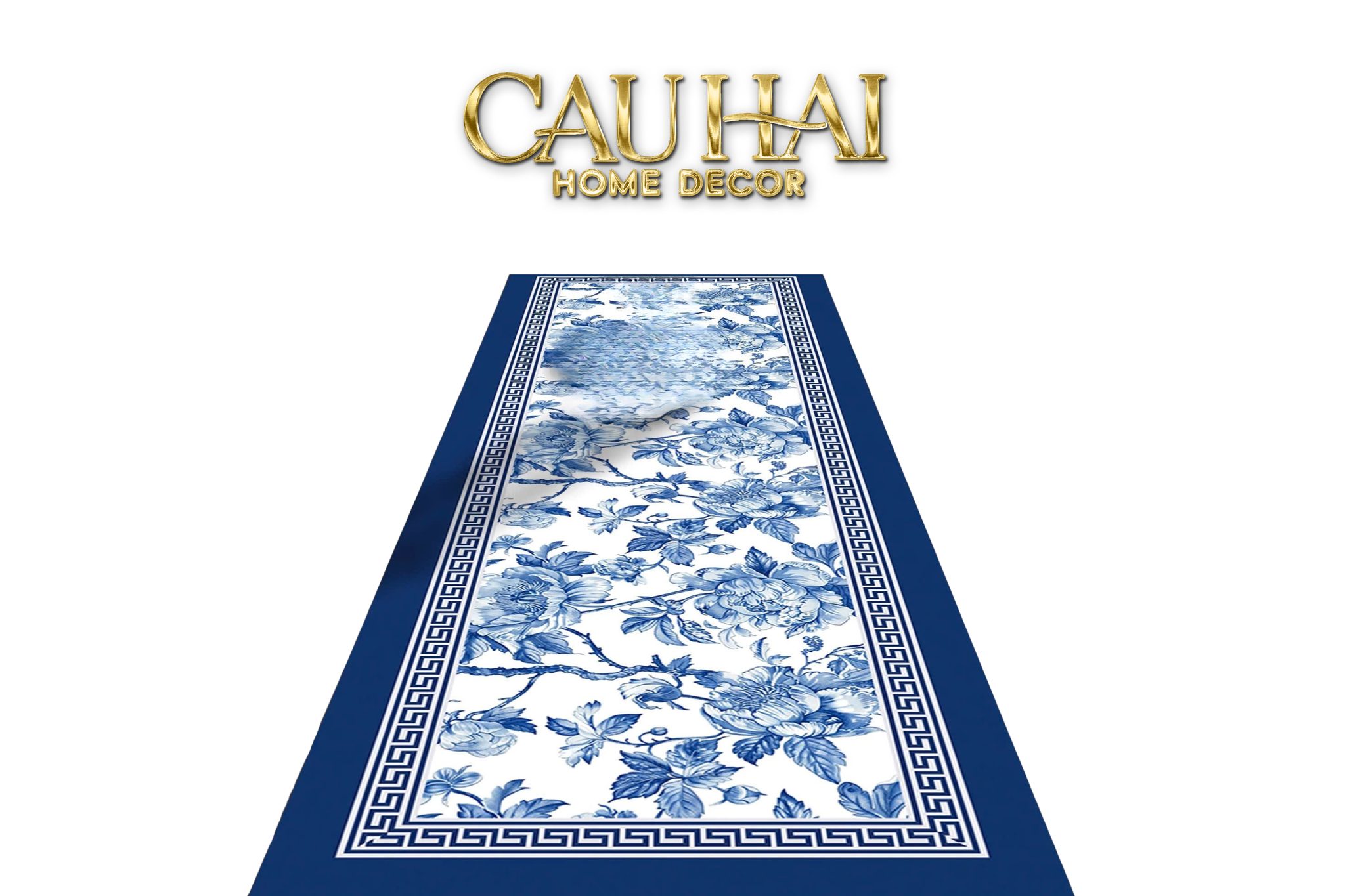 Thảm Bếp Microfiber 150 - Porcelain Revival Art - Indochine Oriental Bloom Kitchen Mat