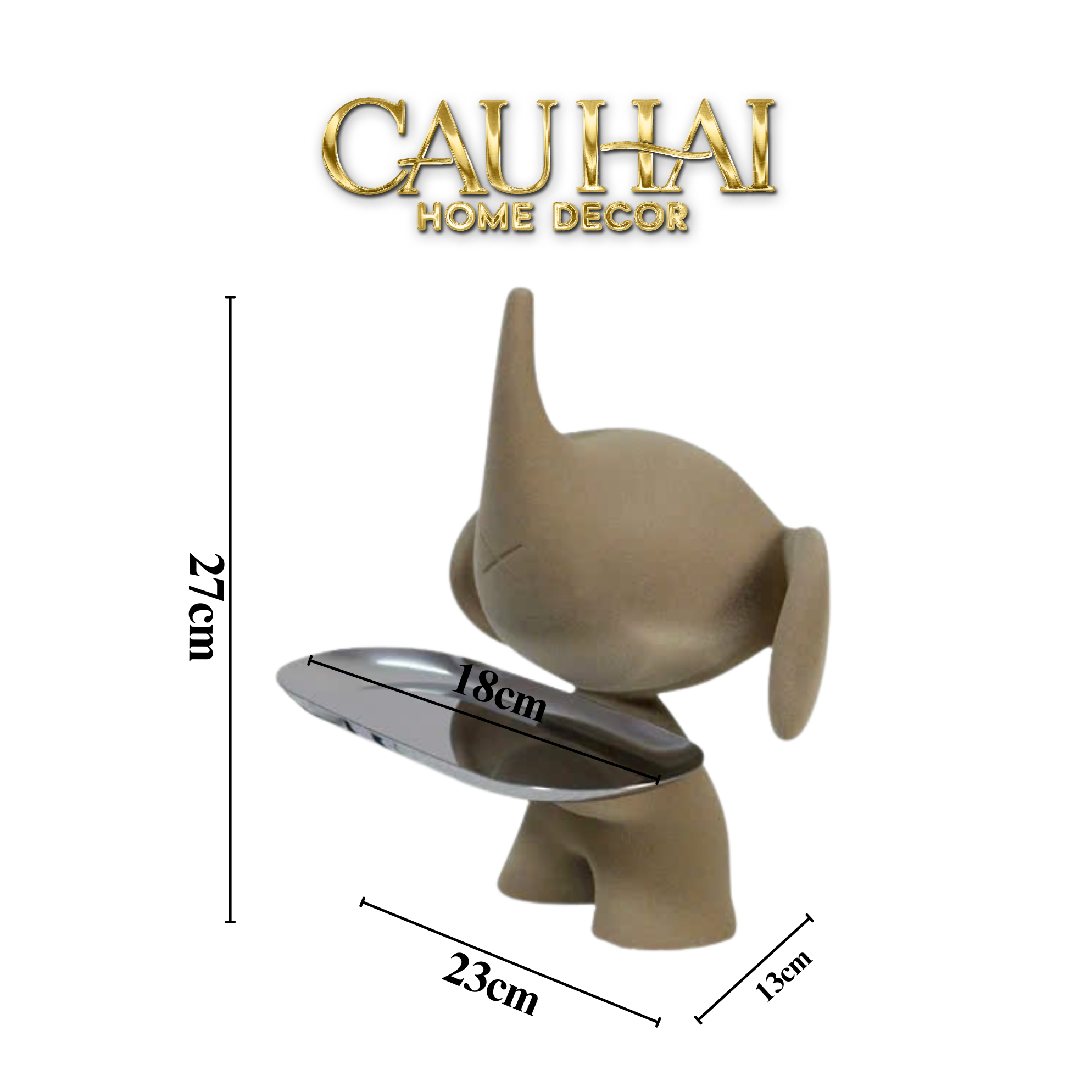 TƯỢNG VOI BEIGE VELVET TOFFEE - NOVA ELEPHAS H27-CẬU HAI HOME DECOR