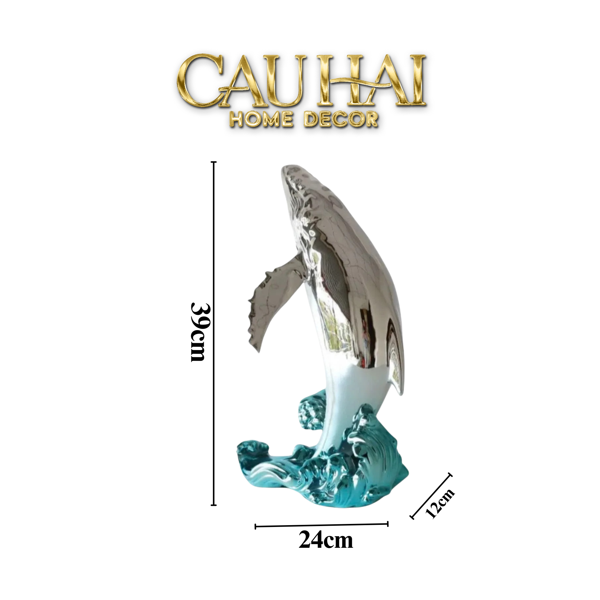 ELYSIAN FW25 - TƯỢNG PLATINUM WHALE ASCENDANT-CẬU HAI HOME DECOR