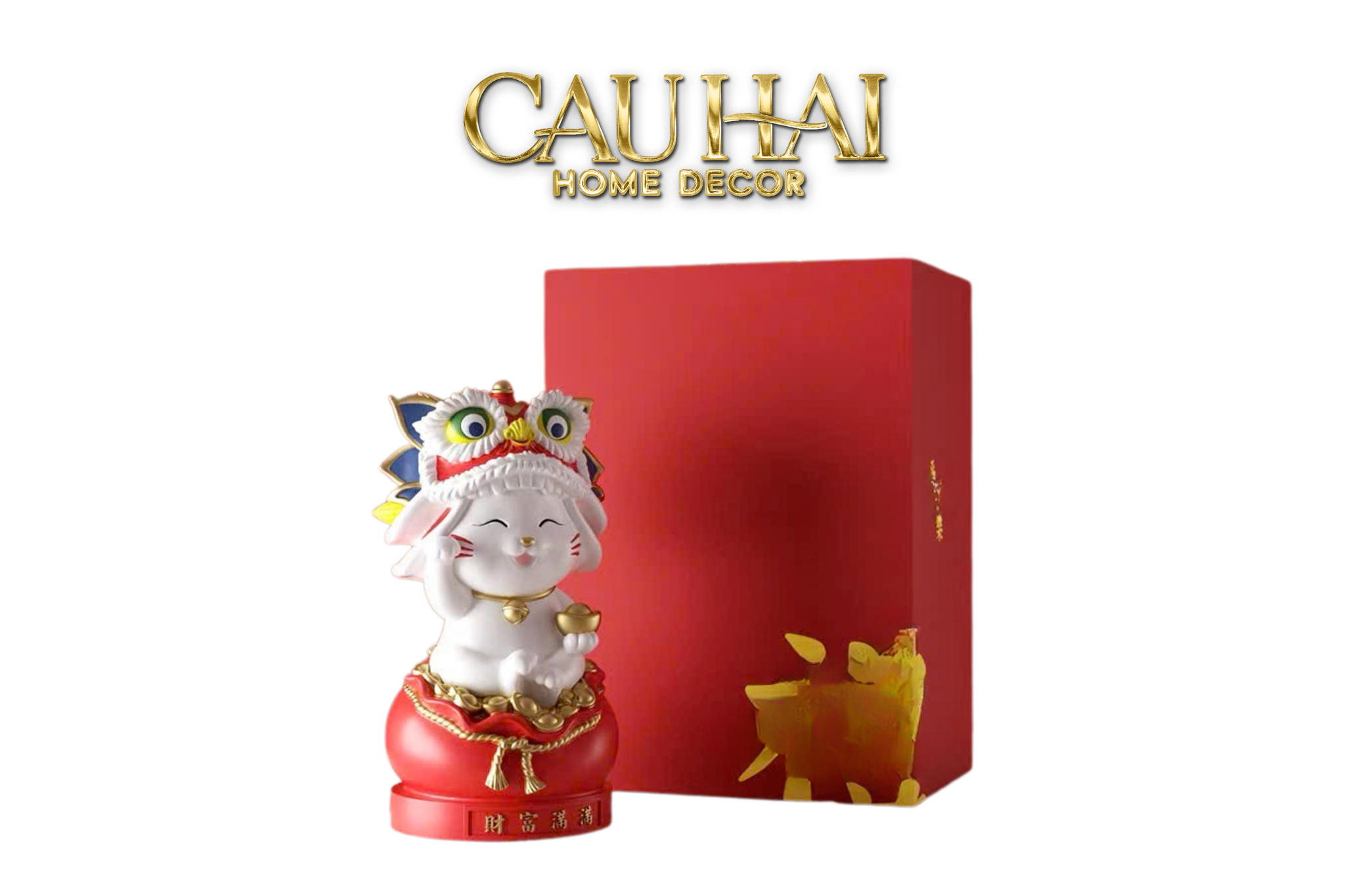 Tết Couture - Tượng Mèo Thần Tài Phú Mãn Mãn - Gift Box-CẬU HAI HOME DECOR