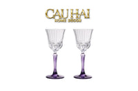 Set 2 Ly Vang Diamond Goblet     Plum Crystal 200Ml