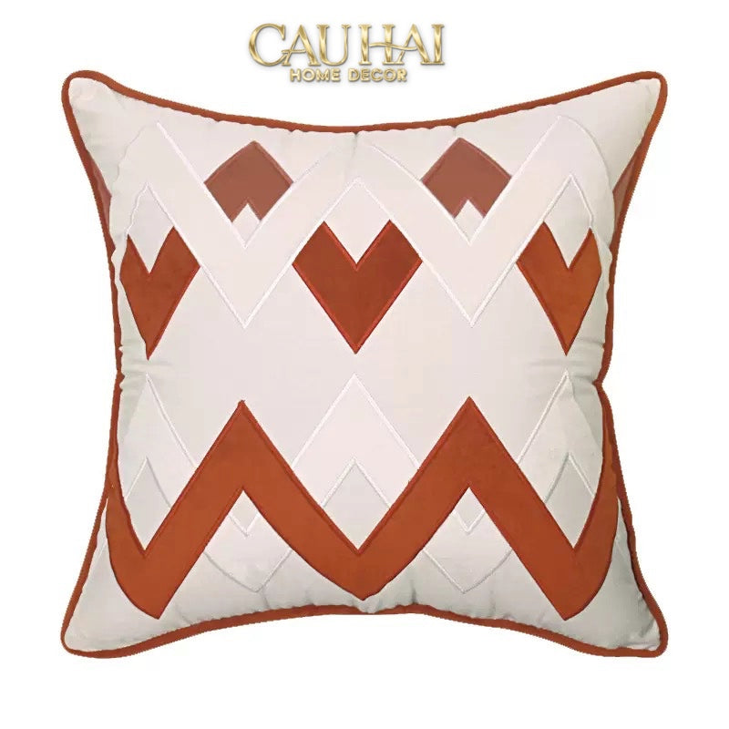 Vỏ Gối Nhung Chevron Milano Sienna Ivory 45x45