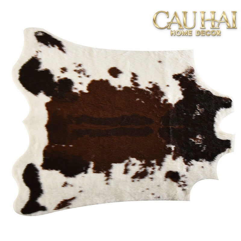 Thảm Lông Faux Fur Cowhide Cognac Noir 85x110