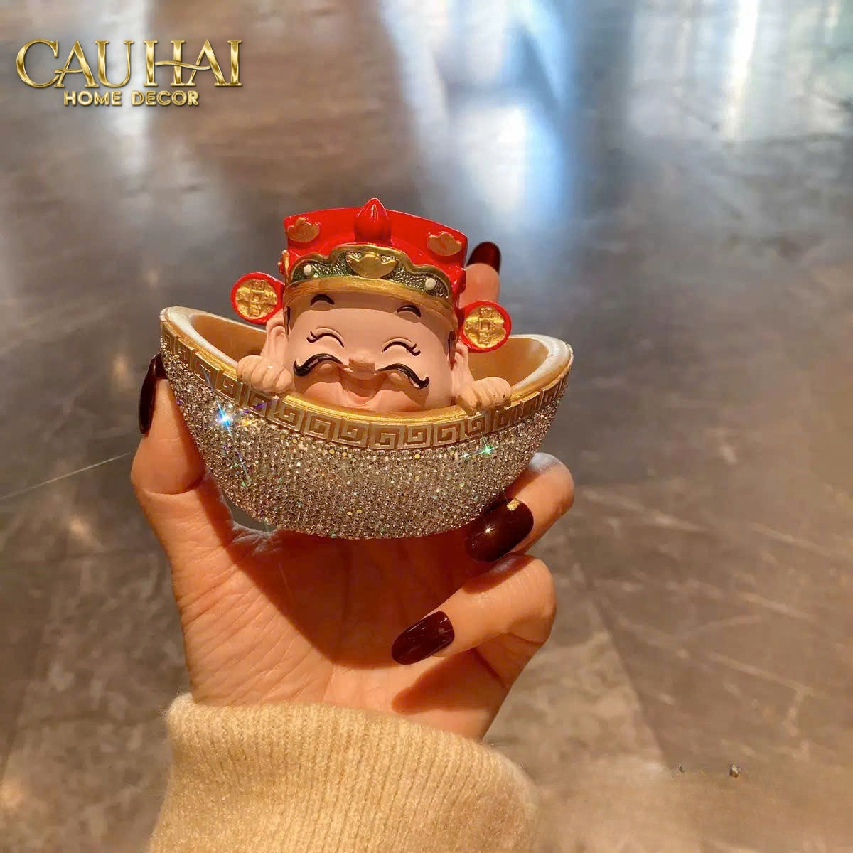 Tết Couture - Tượng Thần Tài Prosperity Embrace Car Bobblehead Figurine