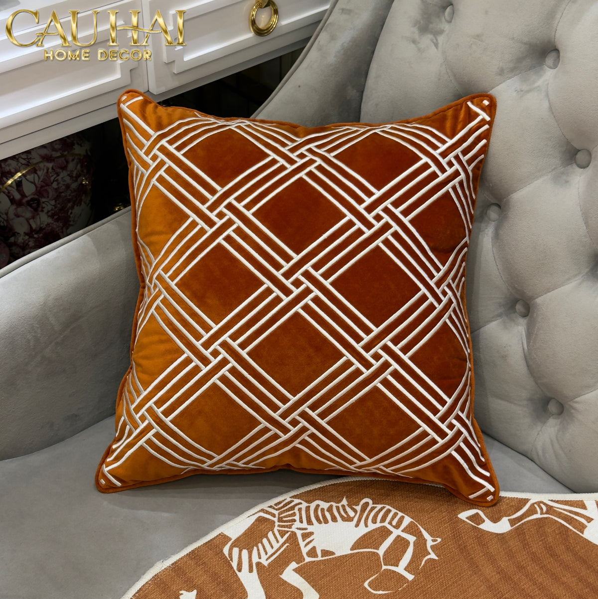 Vỏ Gối Nhung Treillage Sienna 45x45