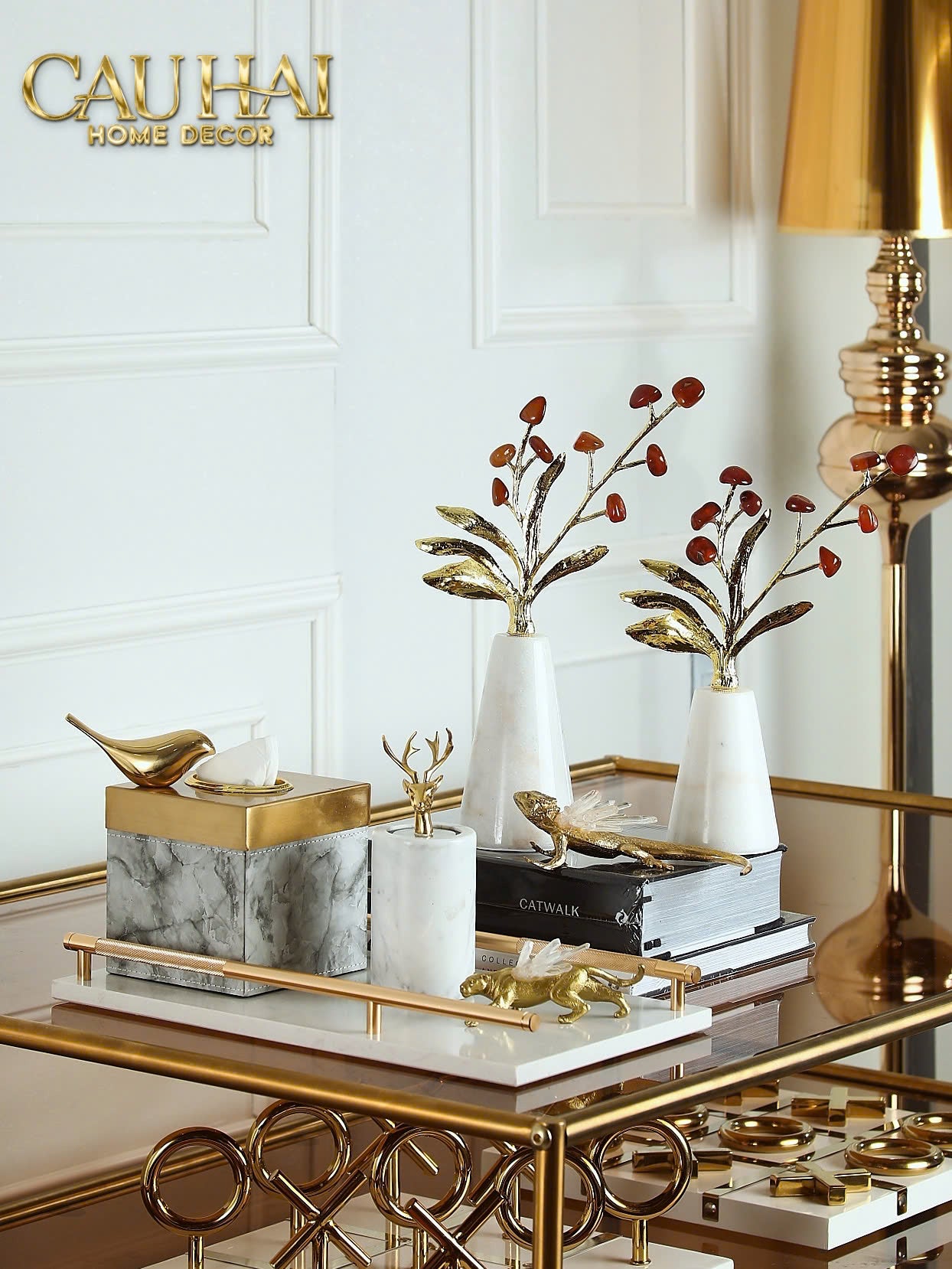 HOME COUTURE - TƯỢNG ĐỒNG TẮC KÈ CELESTIAL CRYSTAL BRASS - CẬU HAI HOME DECOR