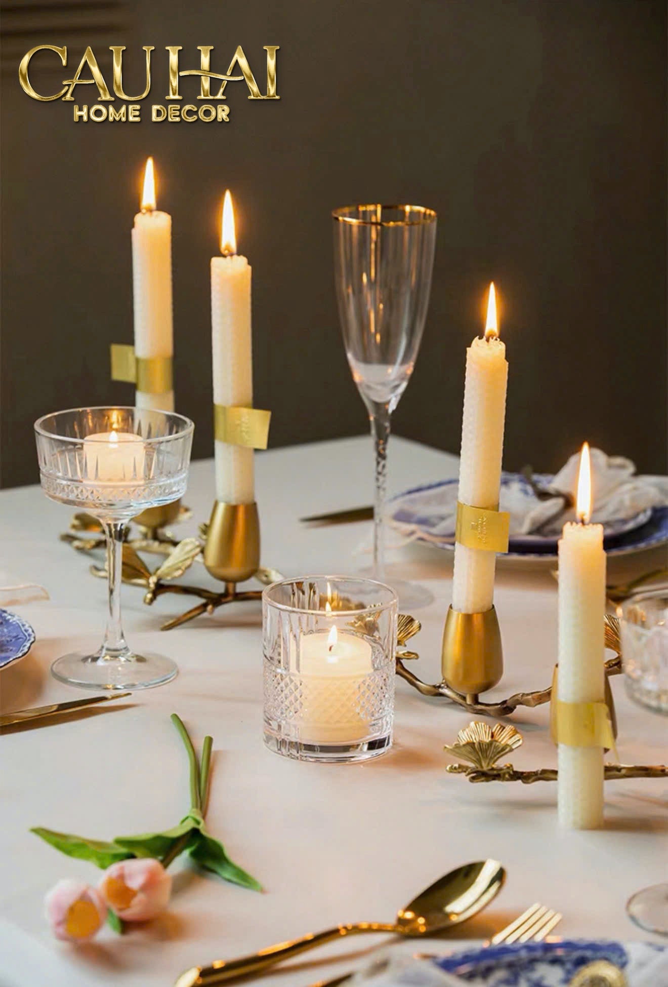 HOME COUTURE - ĐẾ NẾN ĐỒNG BRASSON BLOOM CANDLE CENTERPIECE D44