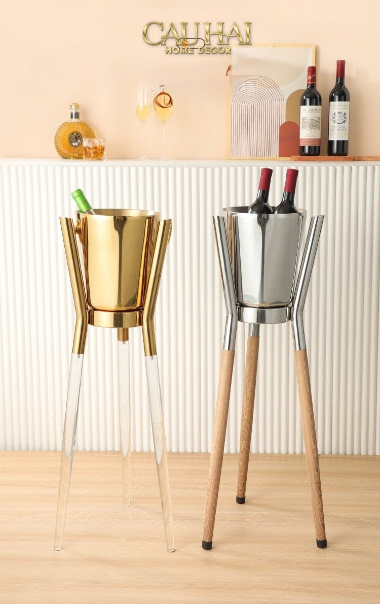 Gilded Regal Tripod Ice Bucket Holder - Giá Đựng Xô Đá-CẬU HAI HOME DECOR